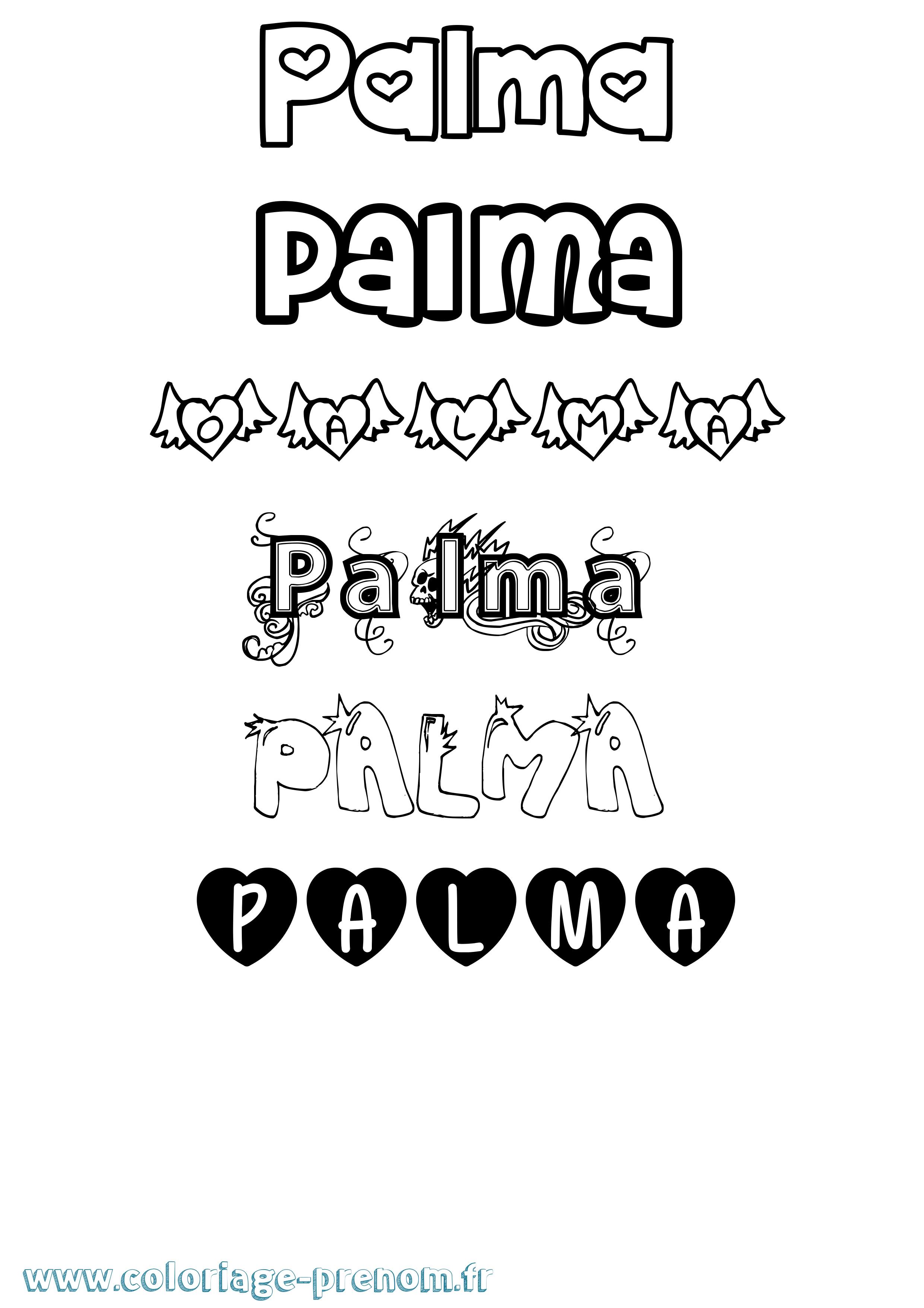 Coloriage Palma Girly Coloriage prénom Palma Girly