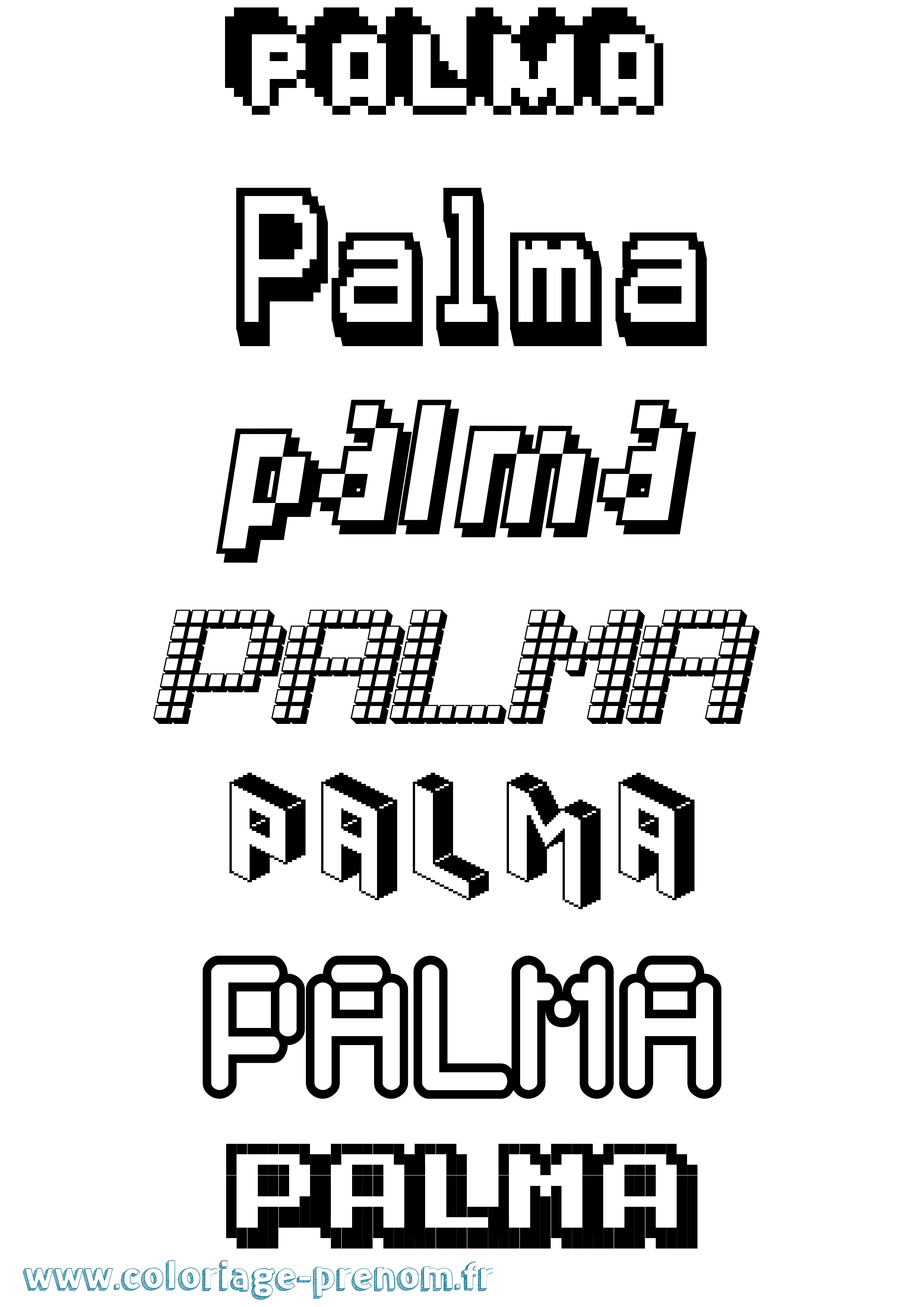 Coloriage Palma Pixel Coloriage prénom Palma Pixel