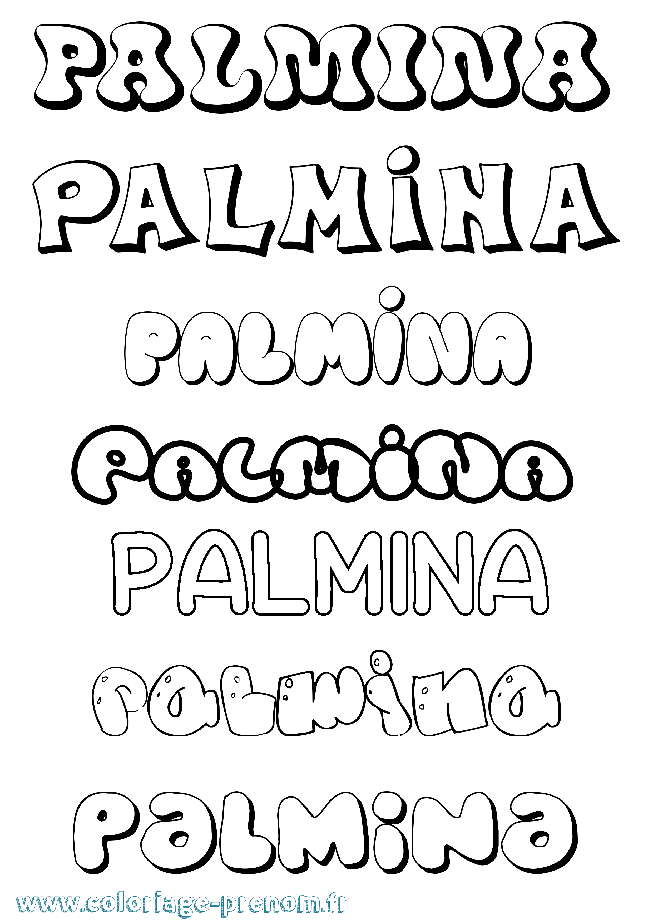 Coloriage Palmina Bubble Coloriage prénom Palmina Bubble