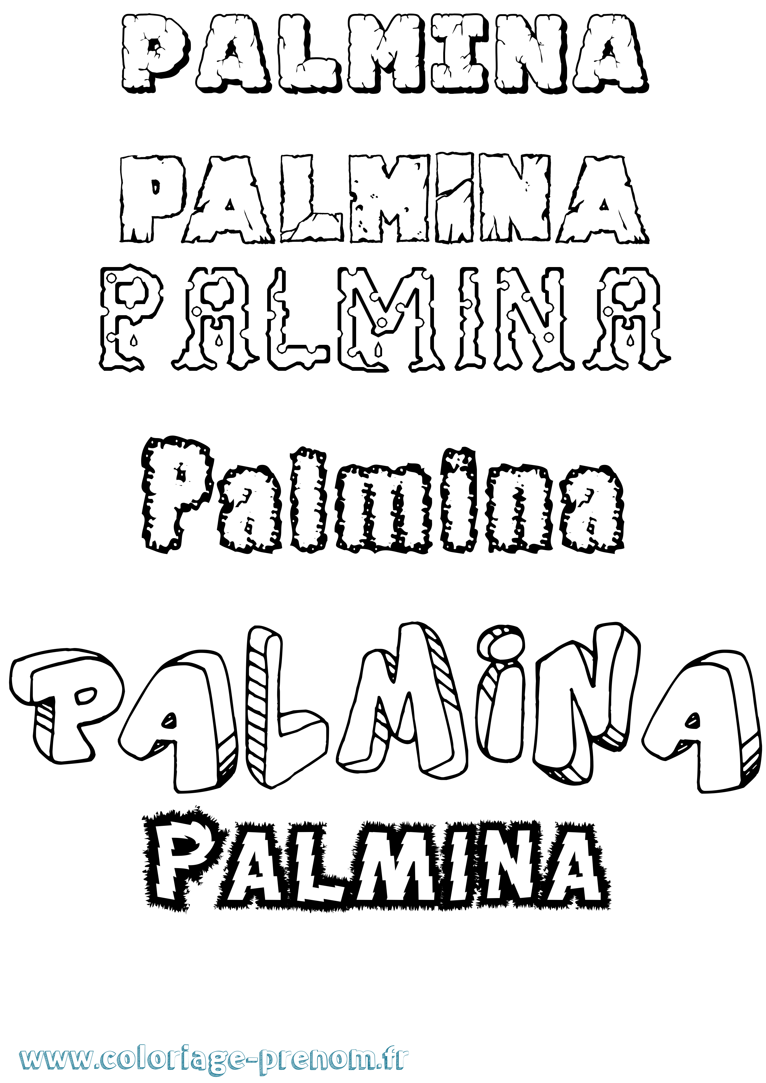 Coloriage Palmina Destructuré Coloriage prénom Palmina Destructuré