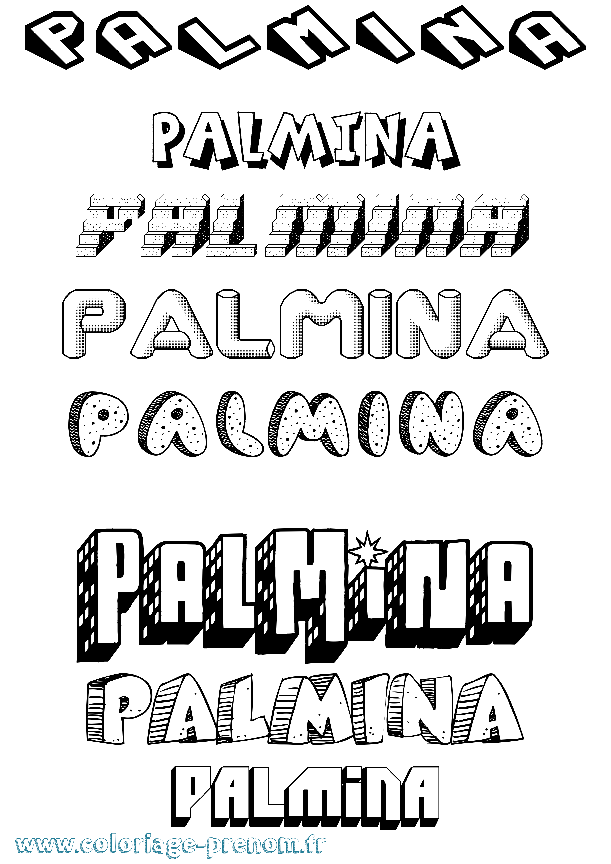 Coloriage Palmina Effet 3D Coloriage prénom Palmina Effet 3D