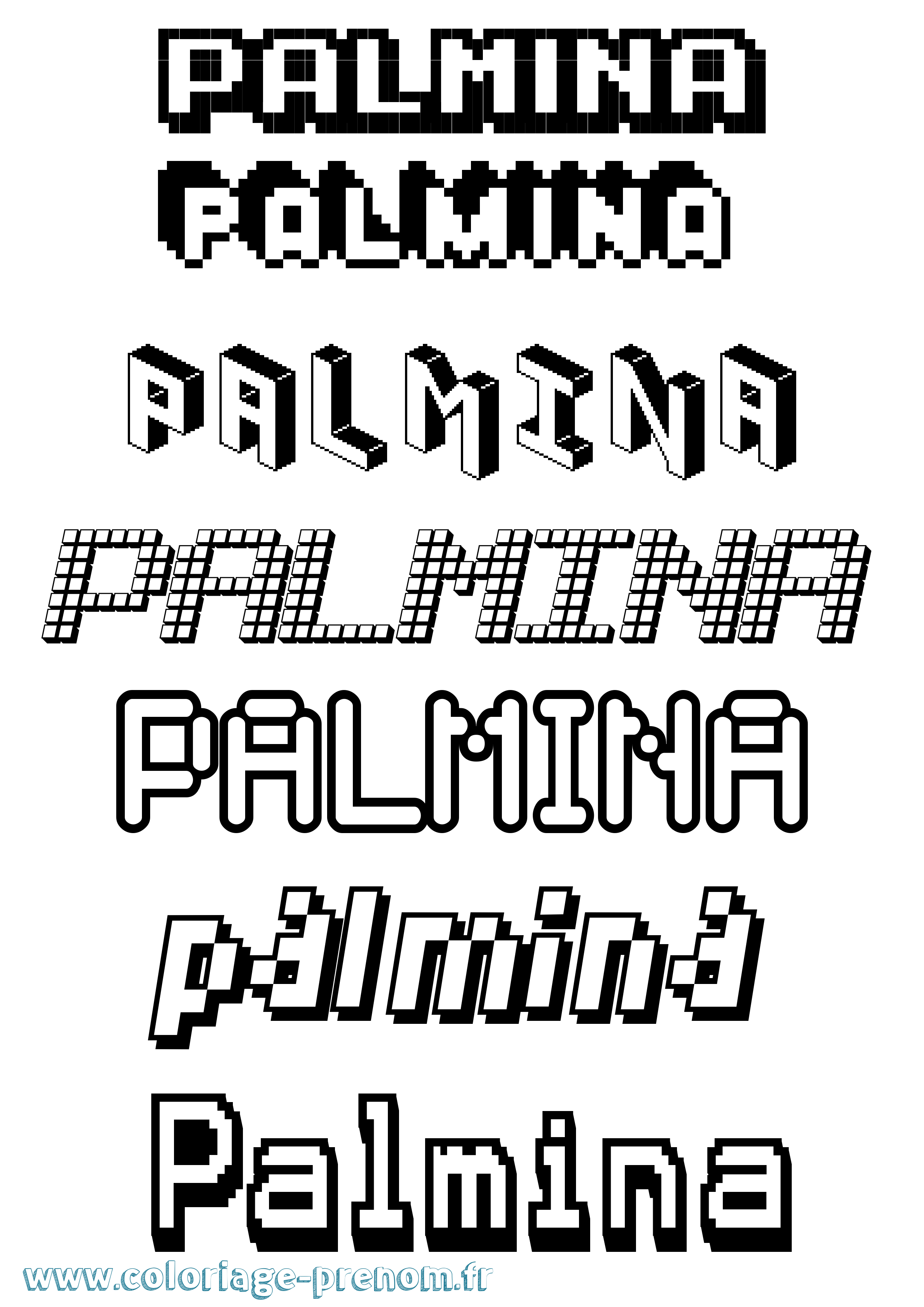 Coloriage Palmina Pixel Coloriage prénom Palmina Pixel