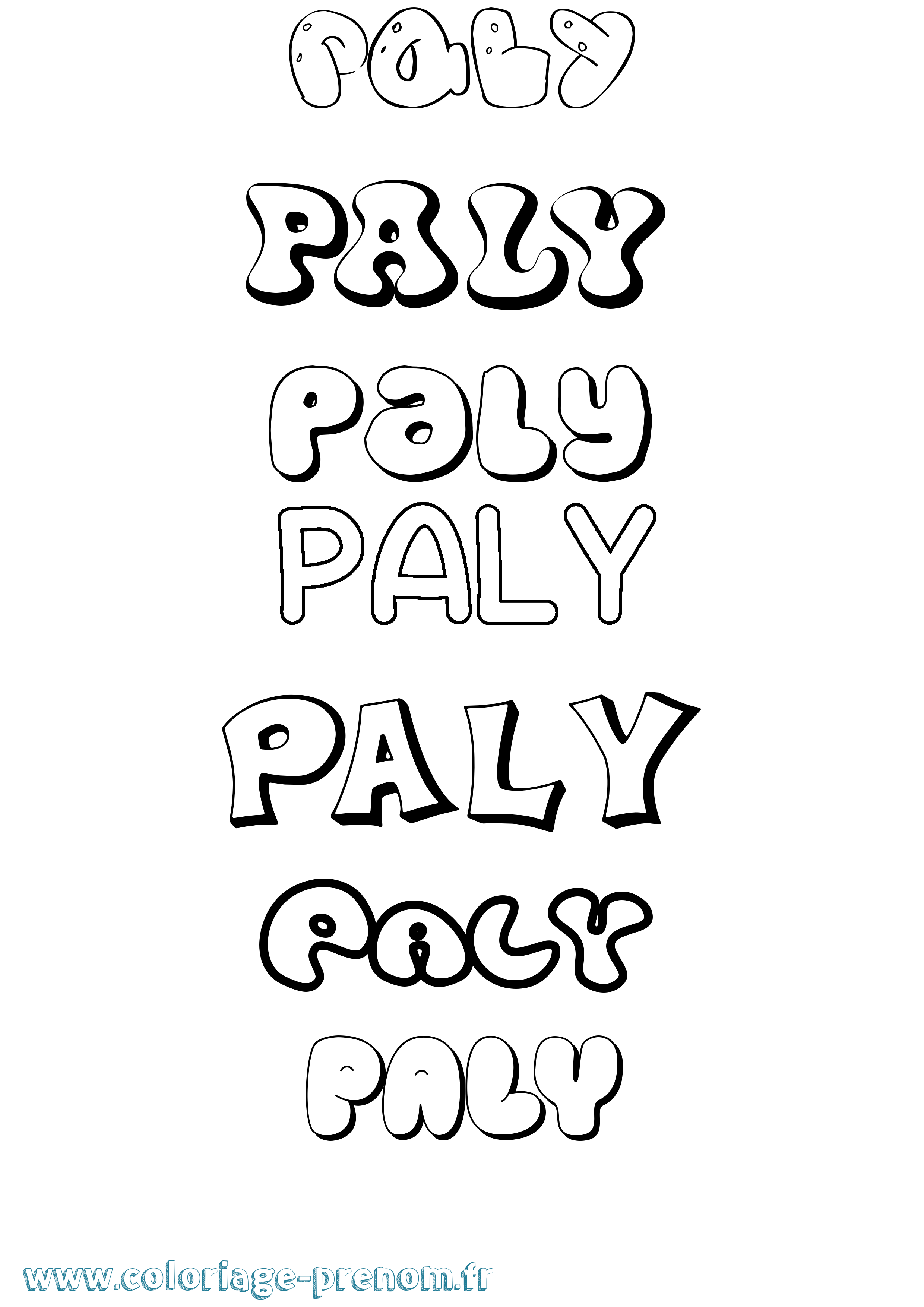 Coloriage Paly Bubble Coloriage prénom Paly Bubble