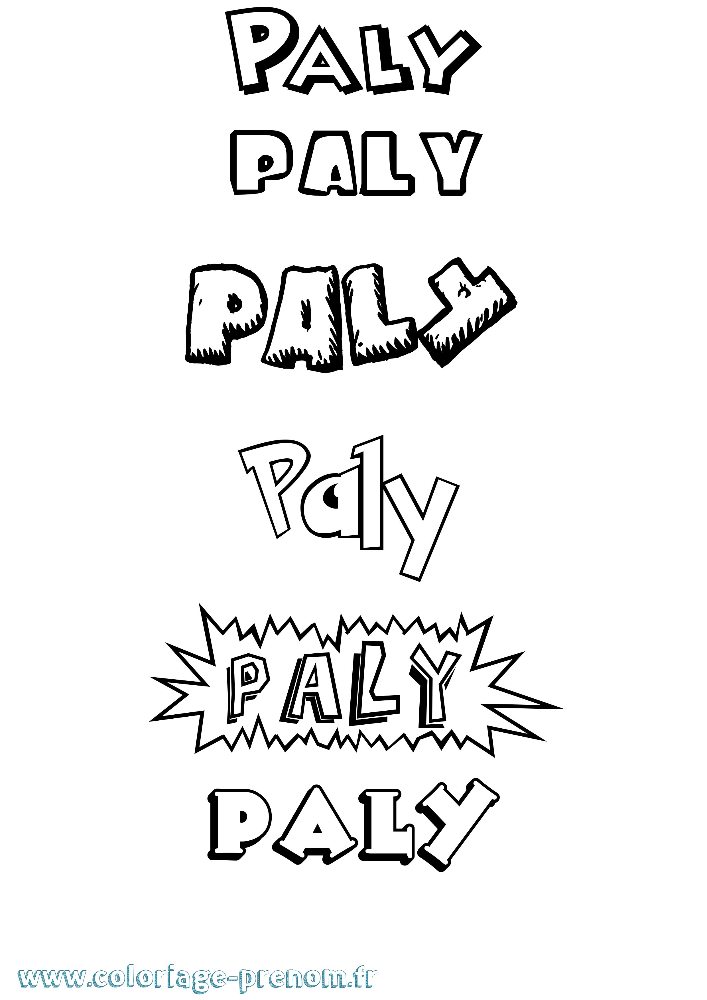 Coloriage Paly Dessin Animé Coloriage prénom Paly Dessin Animé