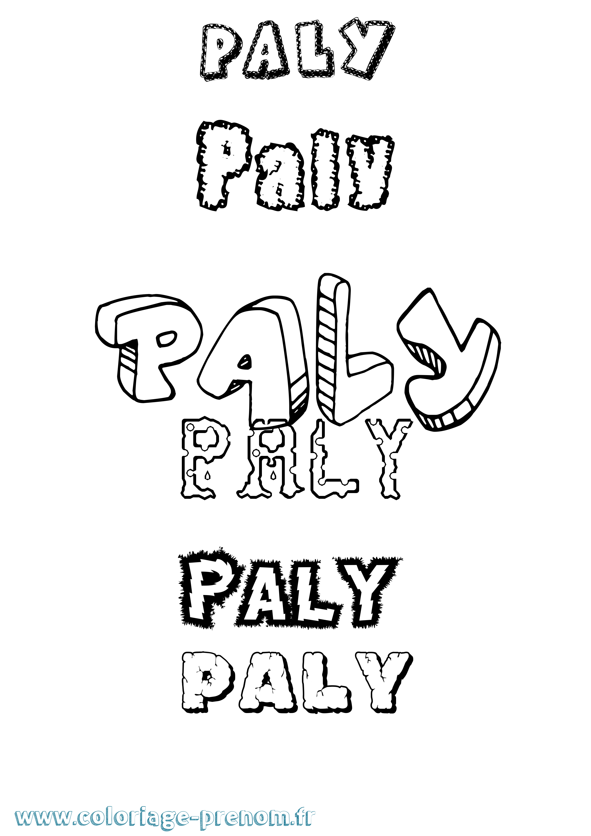Coloriage Paly Destructuré Coloriage prénom Paly Destructuré