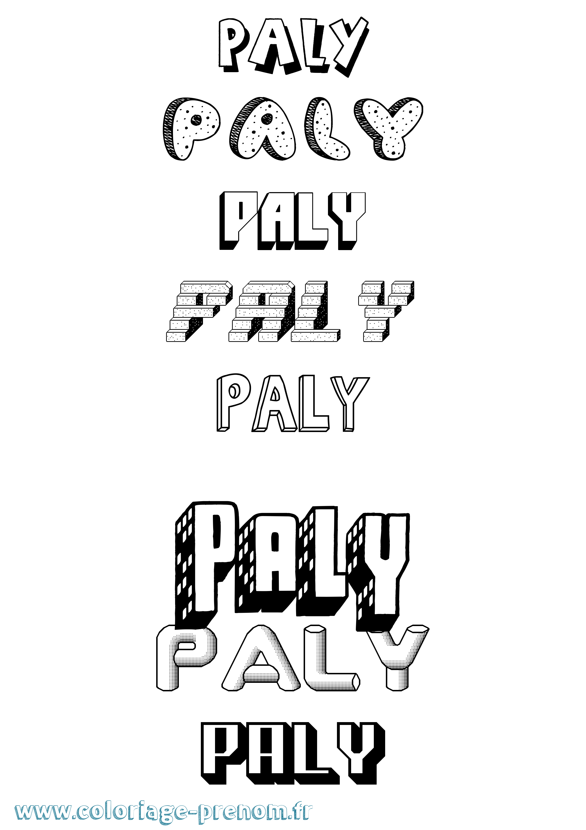 Coloriage Paly Effet 3D Coloriage prénom Paly Effet 3D