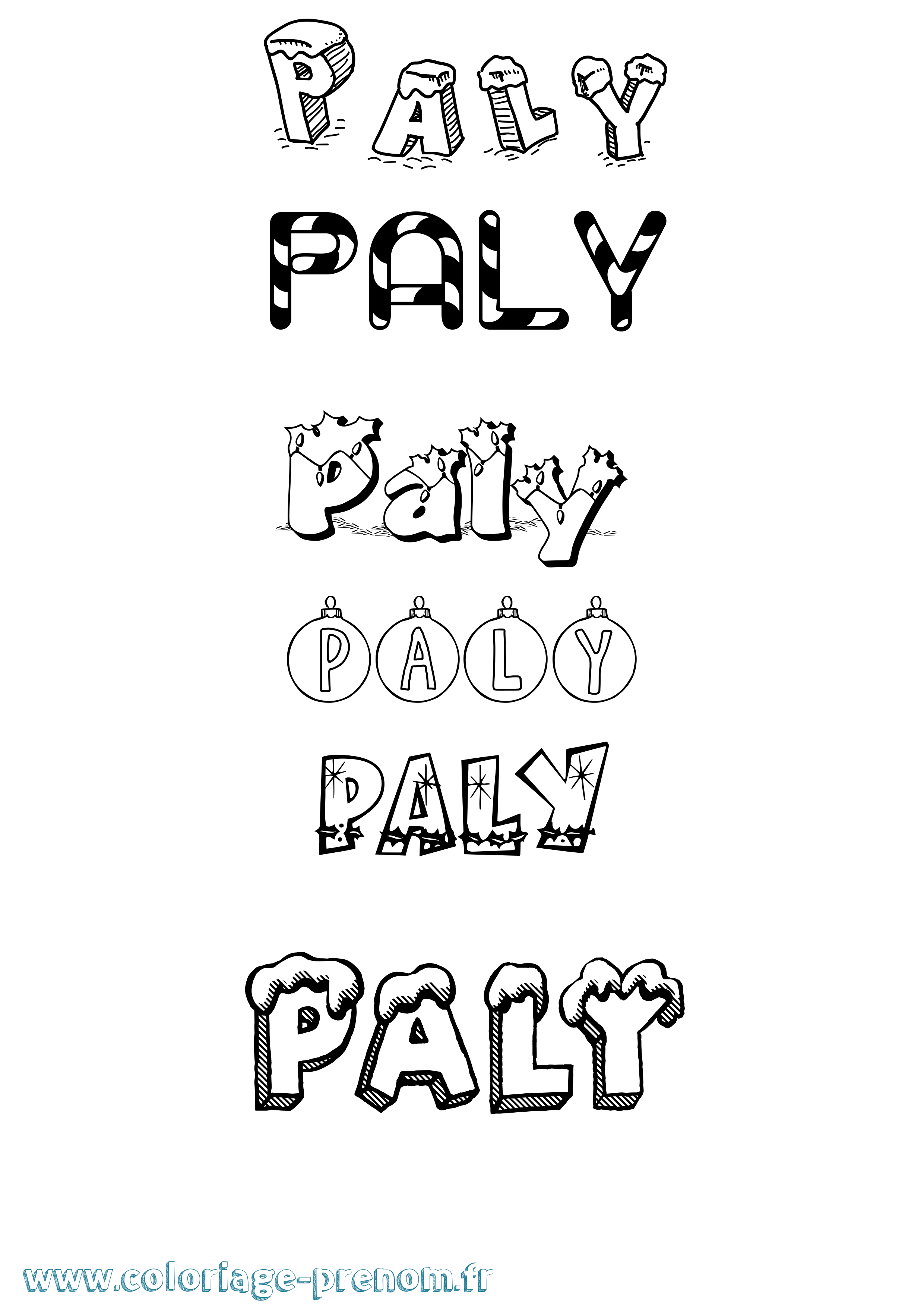 Coloriage Paly Noël Coloriage prénom Paly Noël