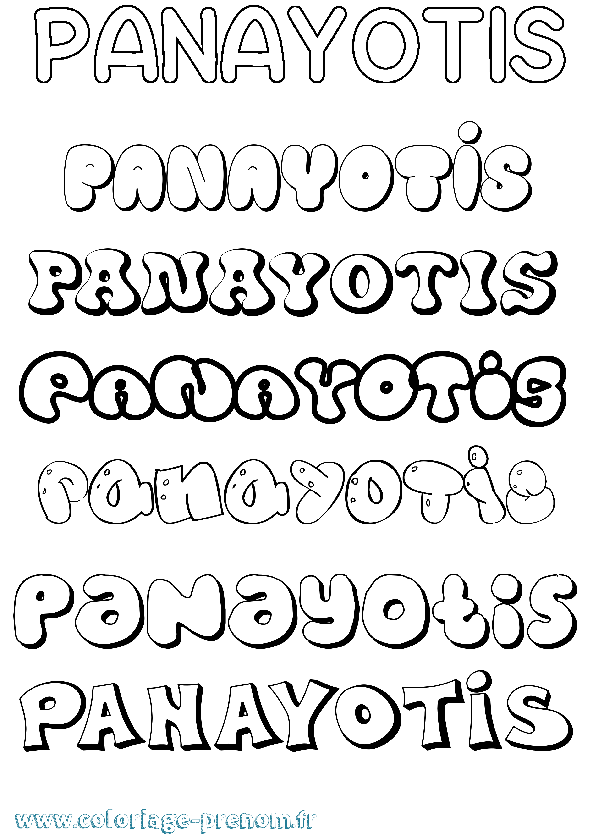 Coloriage Panayotis Bubble Coloriage prénom Panayotis Bubble