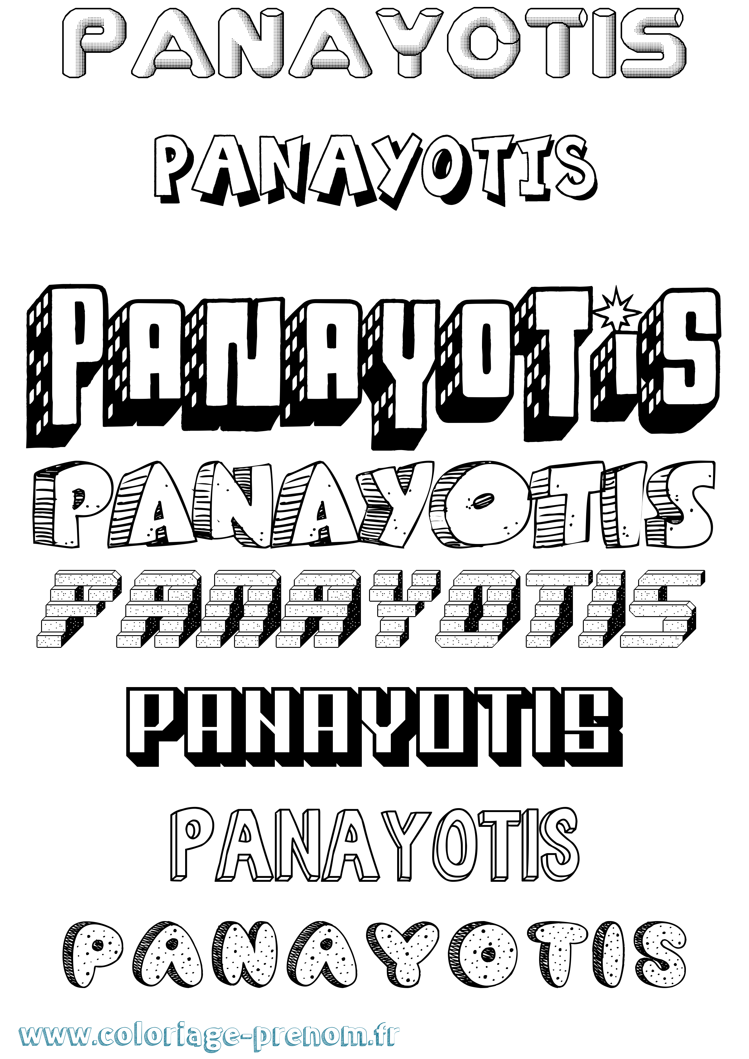Coloriage Panayotis Effet 3D Coloriage prénom Panayotis Effet 3D