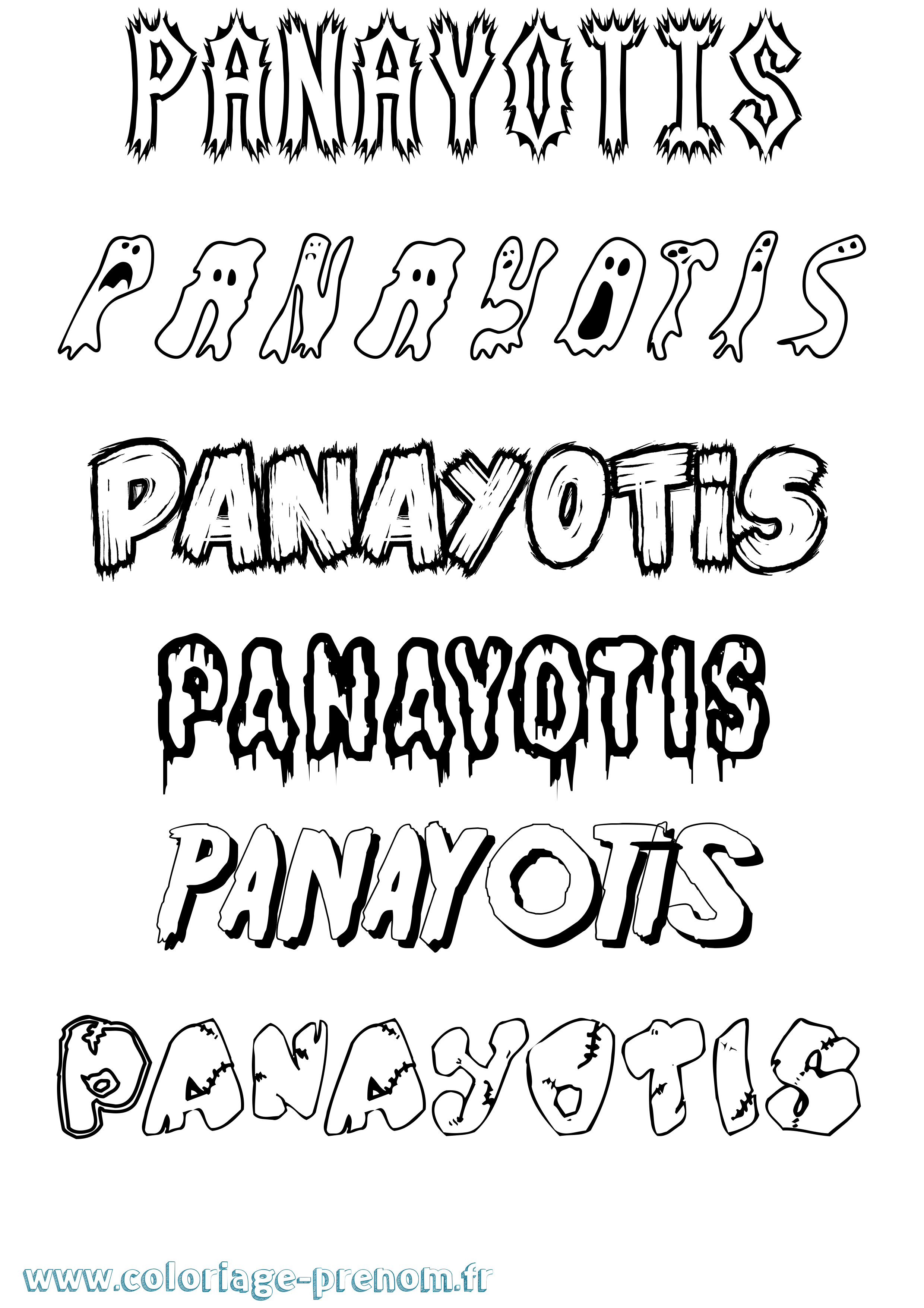 Coloriage Panayotis Frisson Coloriage prénom Panayotis Frisson