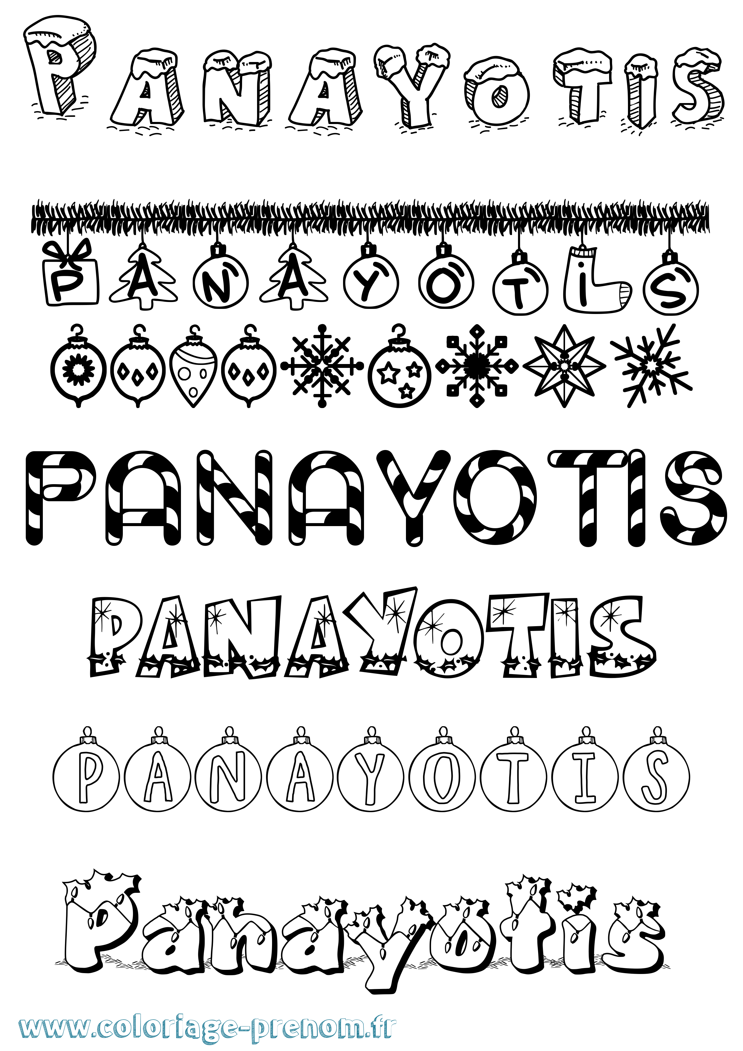 Coloriage Panayotis Noël Coloriage prénom Panayotis Noël