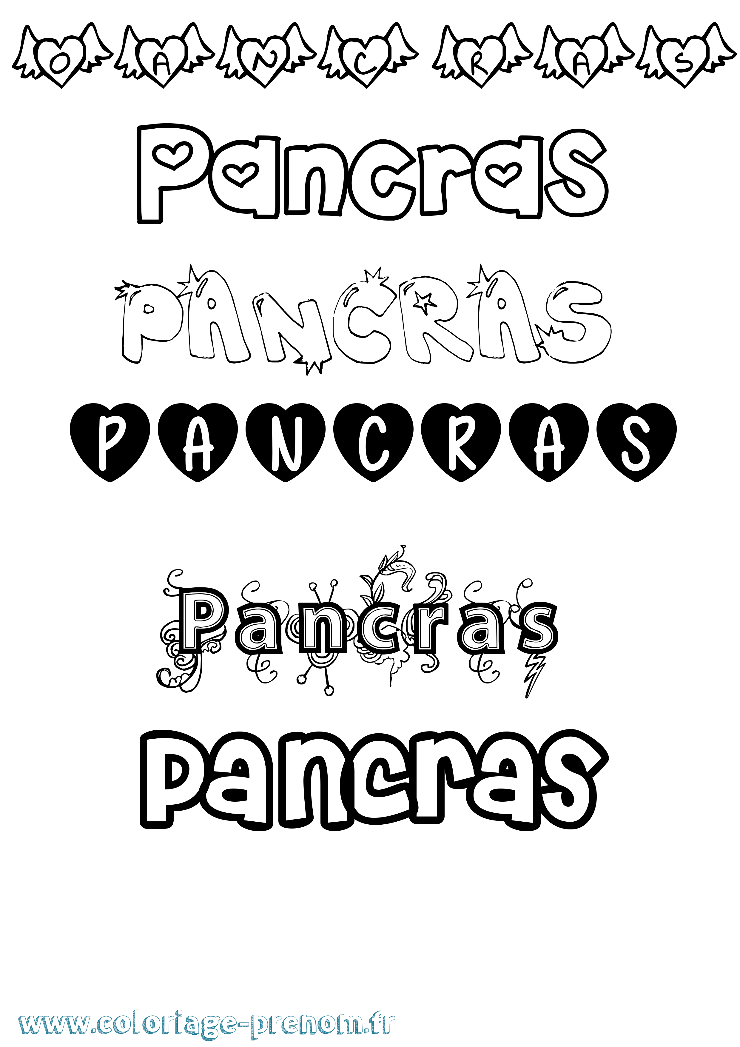 Coloriage Pancras Girly Coloriage prénom Pancras Girly