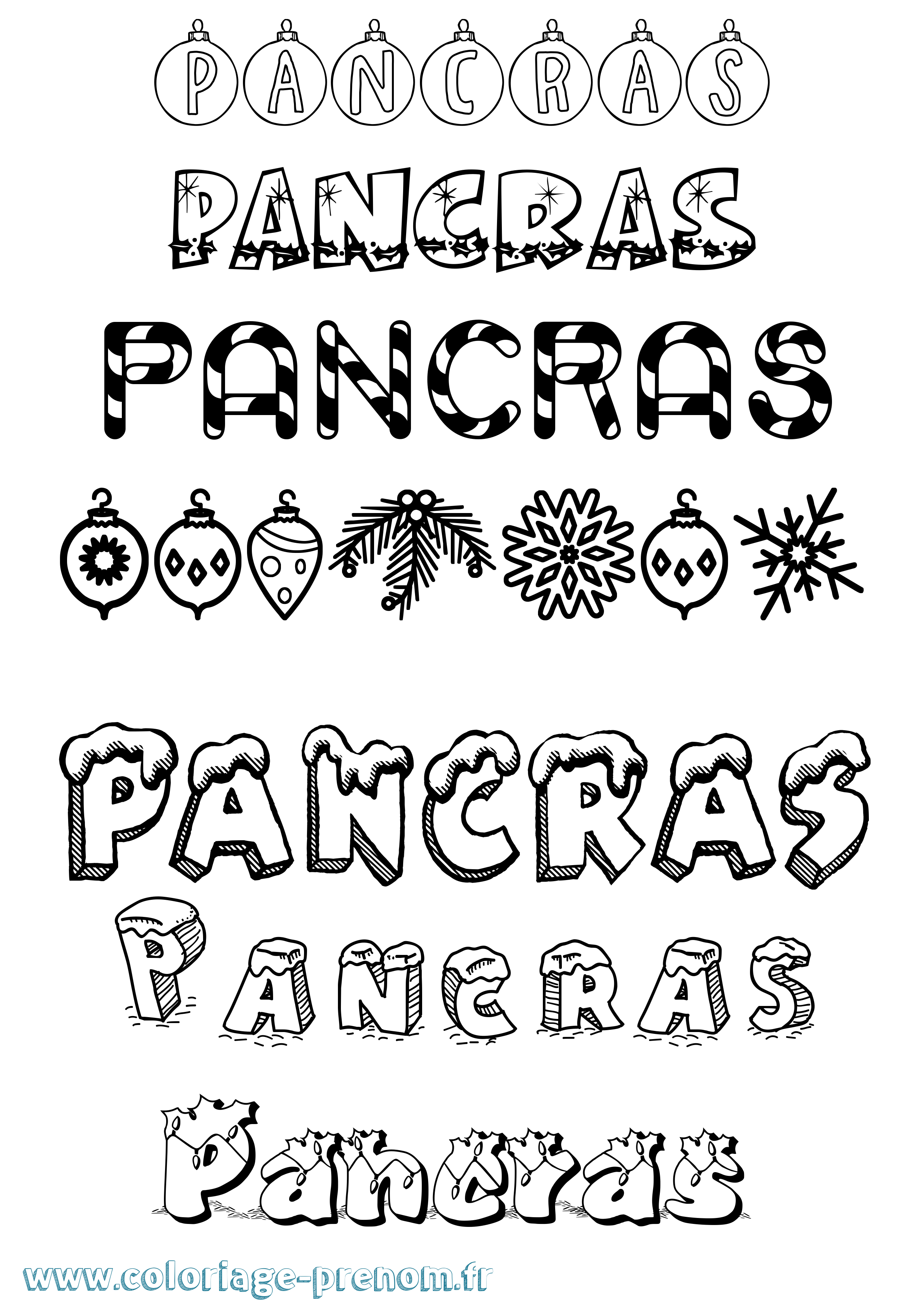 Coloriage Pancras Noël Coloriage prénom Pancras Noël