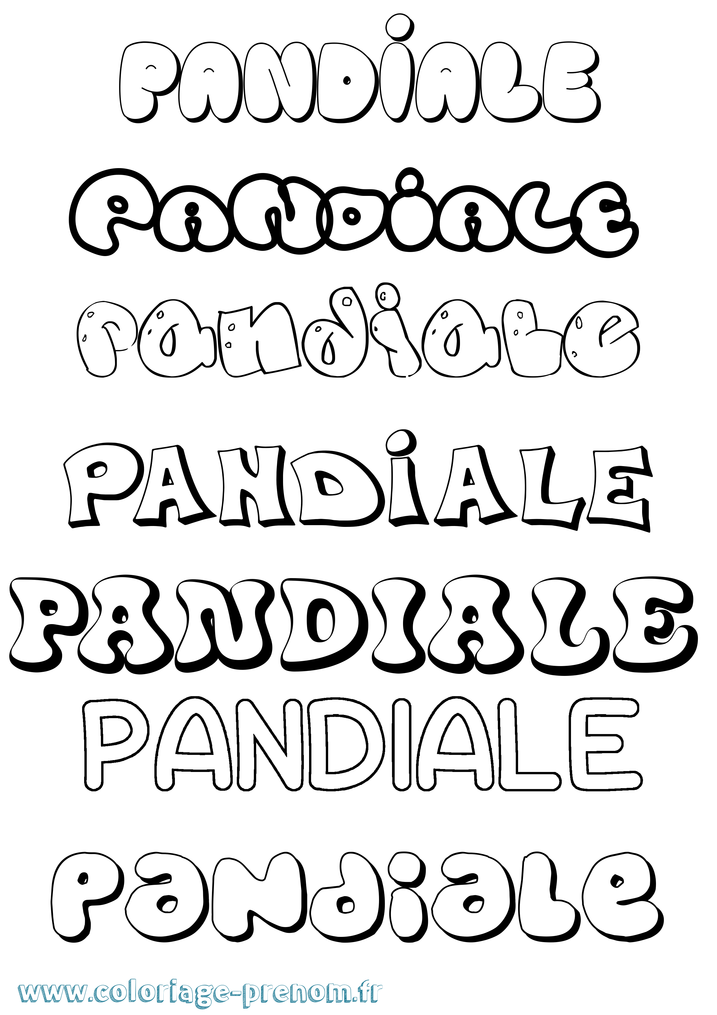 Coloriage Pandiale Bubble Coloriage prénom Pandiale Bubble