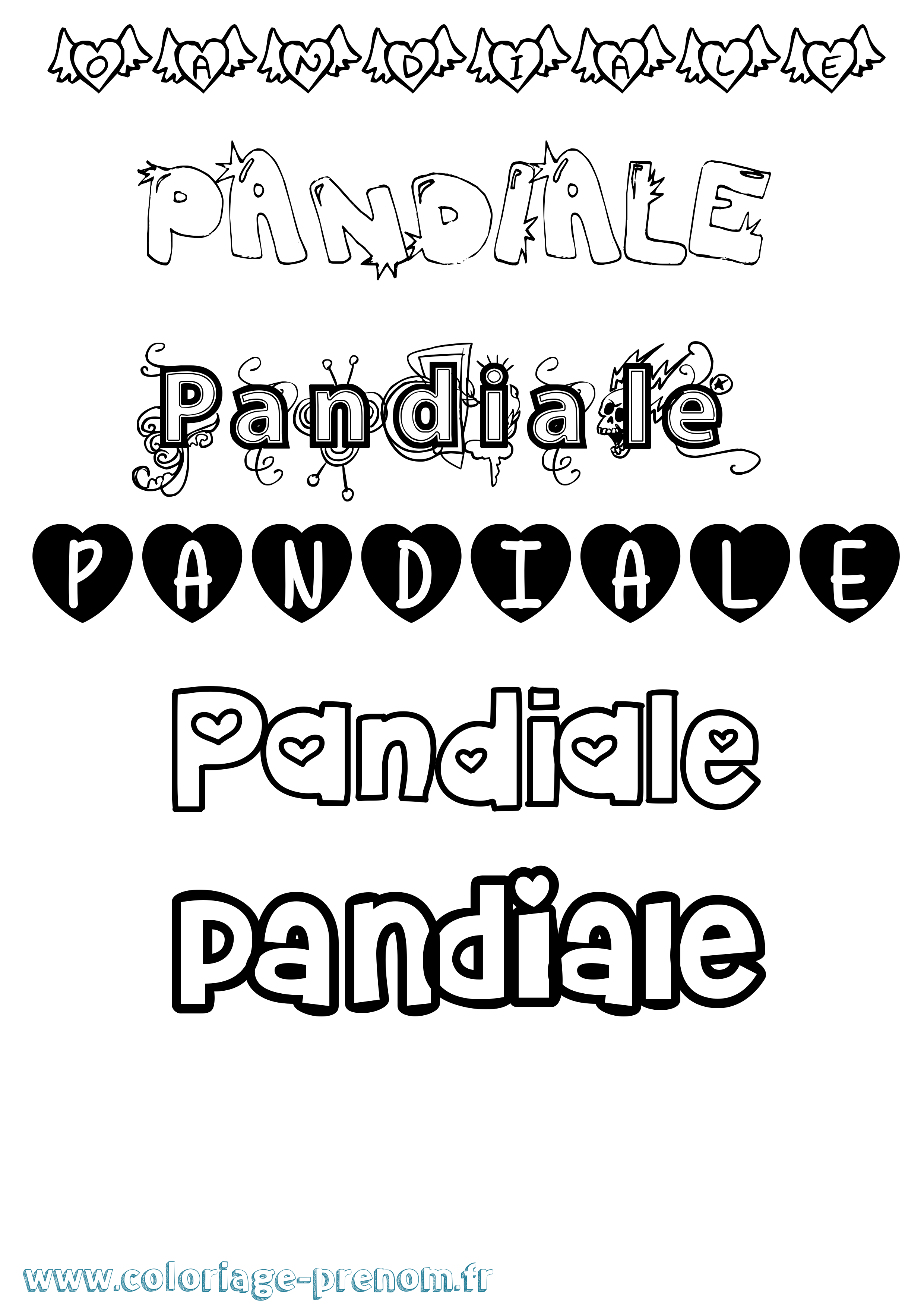 Coloriage Pandiale Girly Coloriage prénom Pandiale Girly