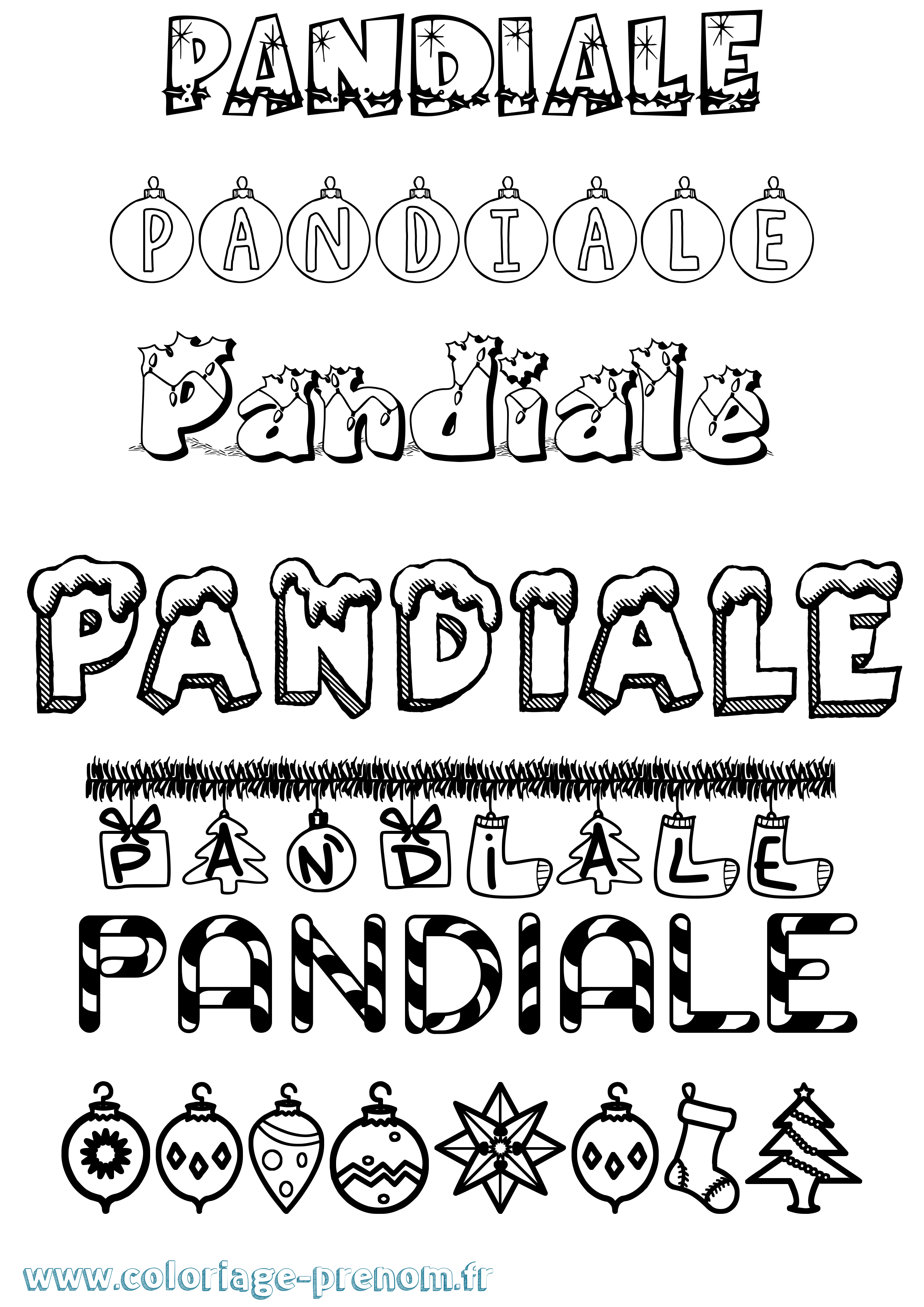 Coloriage Pandiale Noël Coloriage prénom Pandiale Noël
