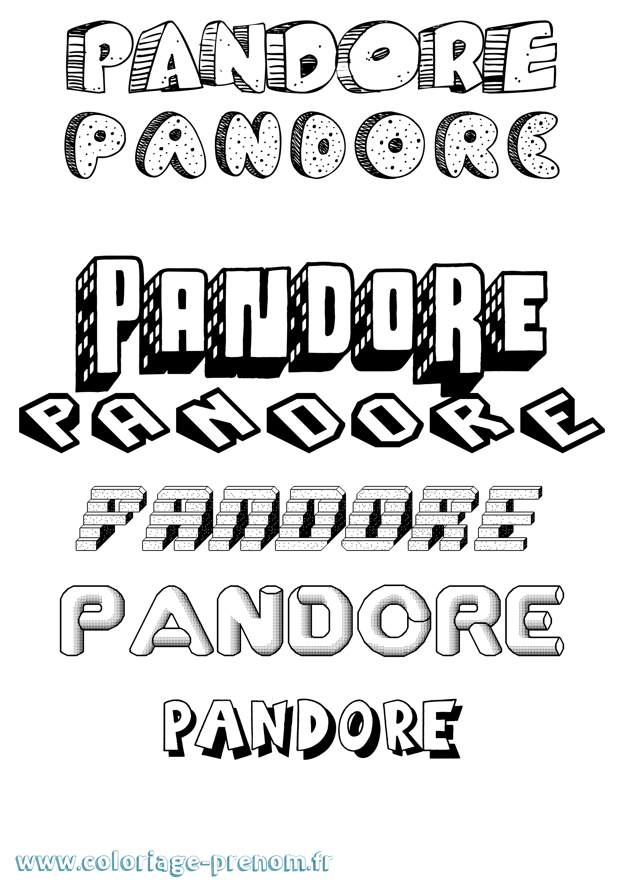 Coloriage Pandore Effet 3D Coloriage prénom Pandore Effet 3D