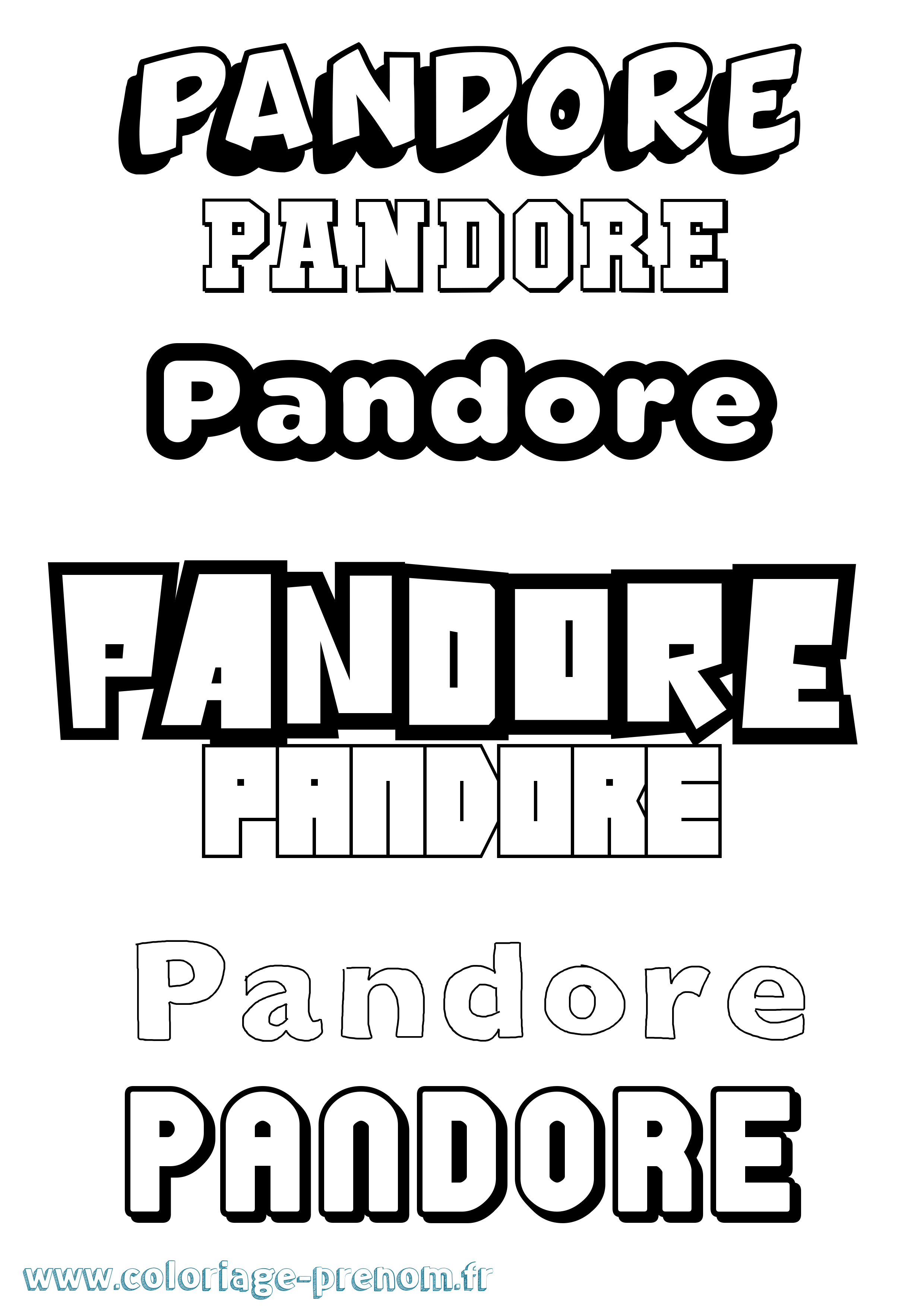 Coloriage Pandore Simple Coloriage prénom Pandore Simple