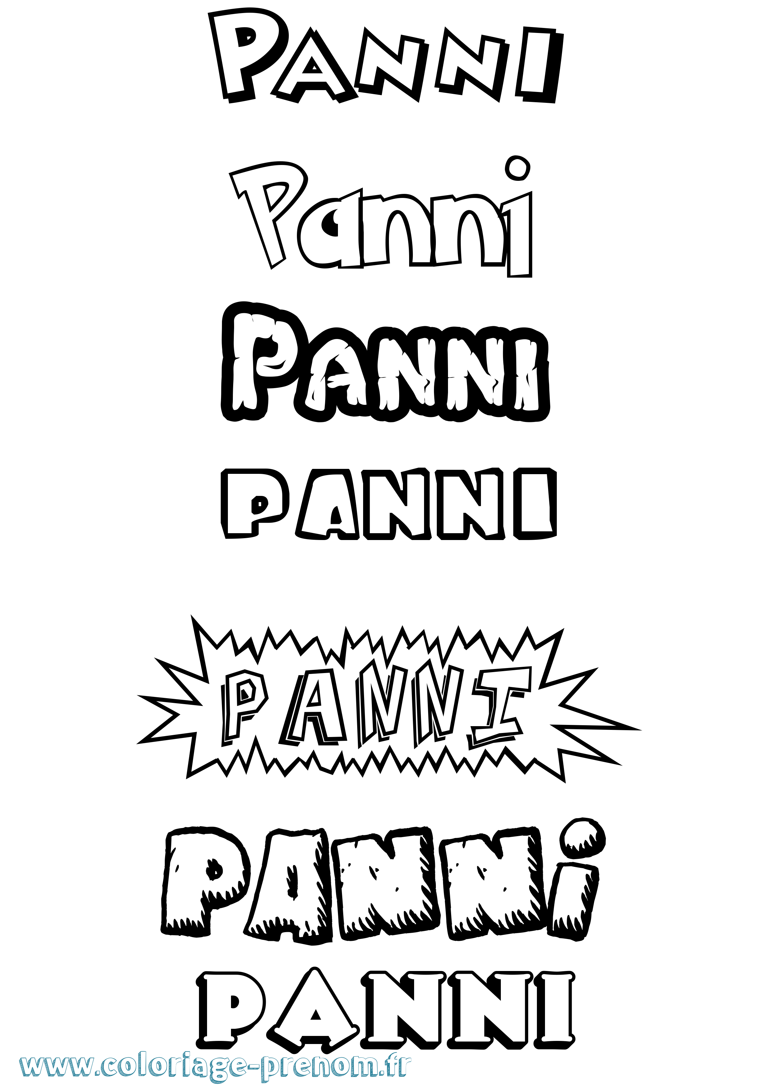Coloriage Panni Dessin Animé Coloriage prénom Panni Dessin Animé