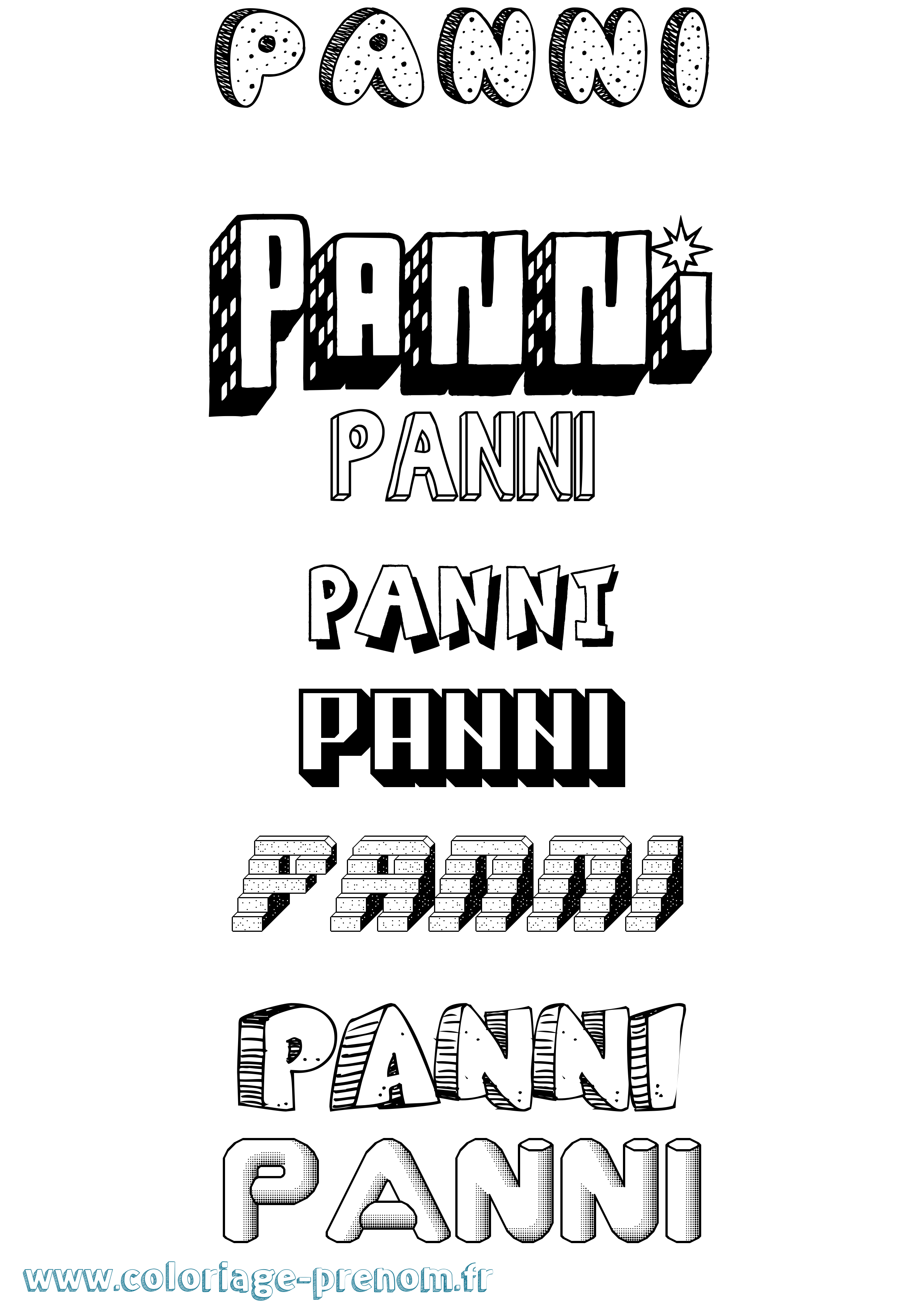 Coloriage Panni Effet 3D Coloriage prénom Panni Effet 3D