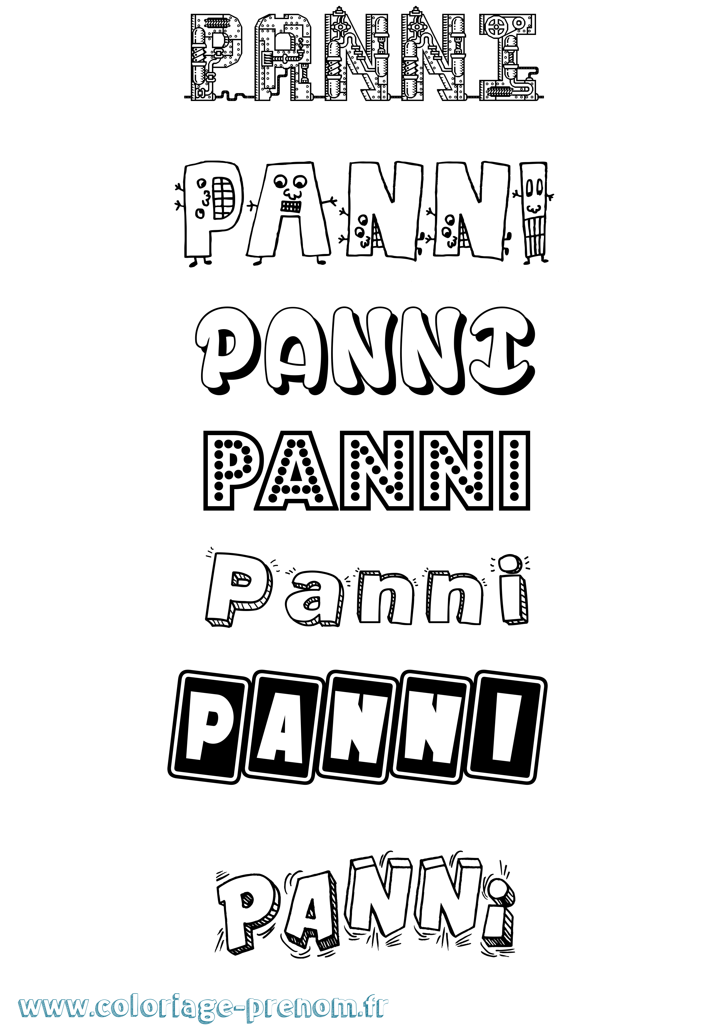 Coloriage Panni Fun Coloriage prénom Panni Fun