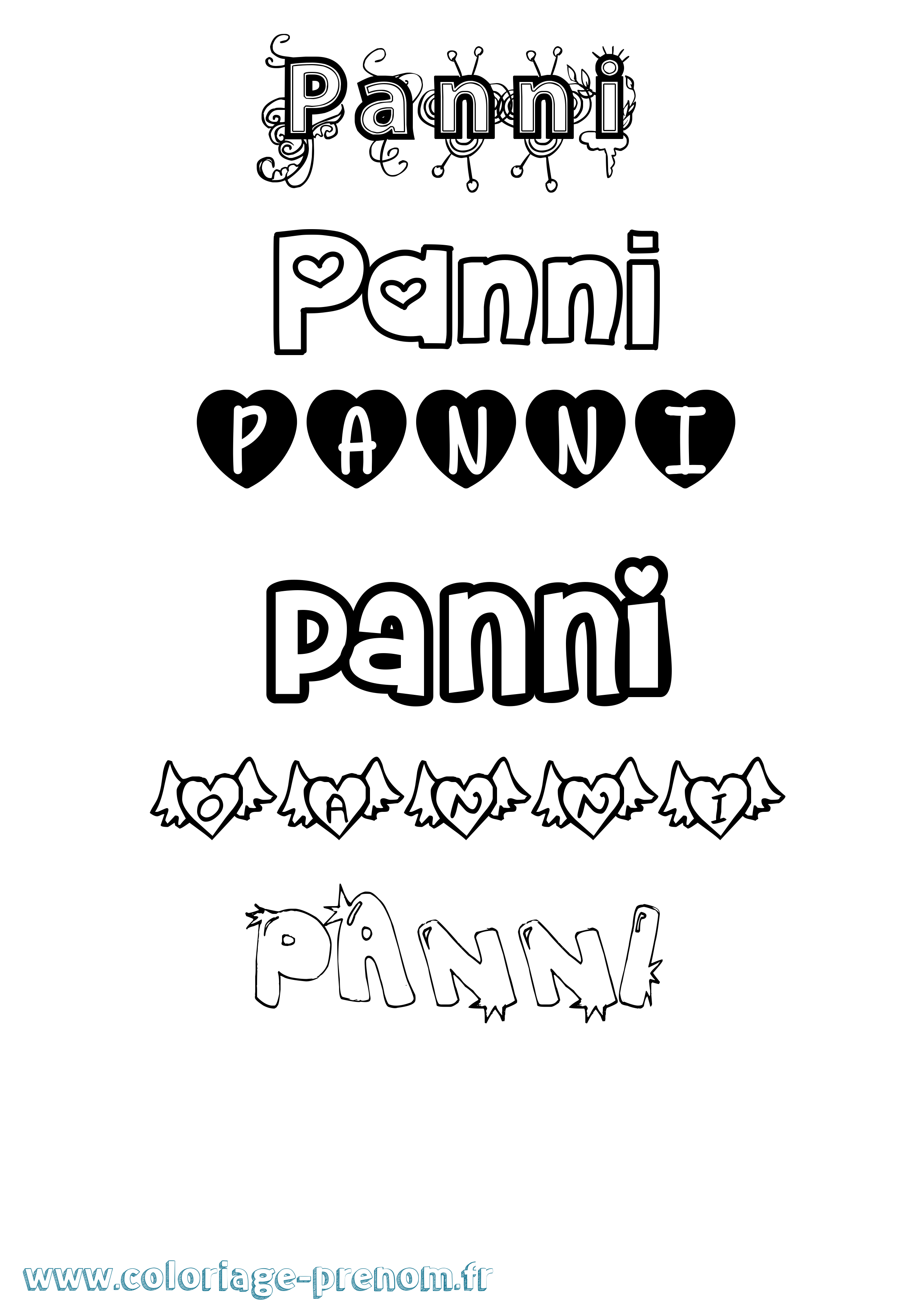 Coloriage Panni Girly Coloriage prénom Panni Girly