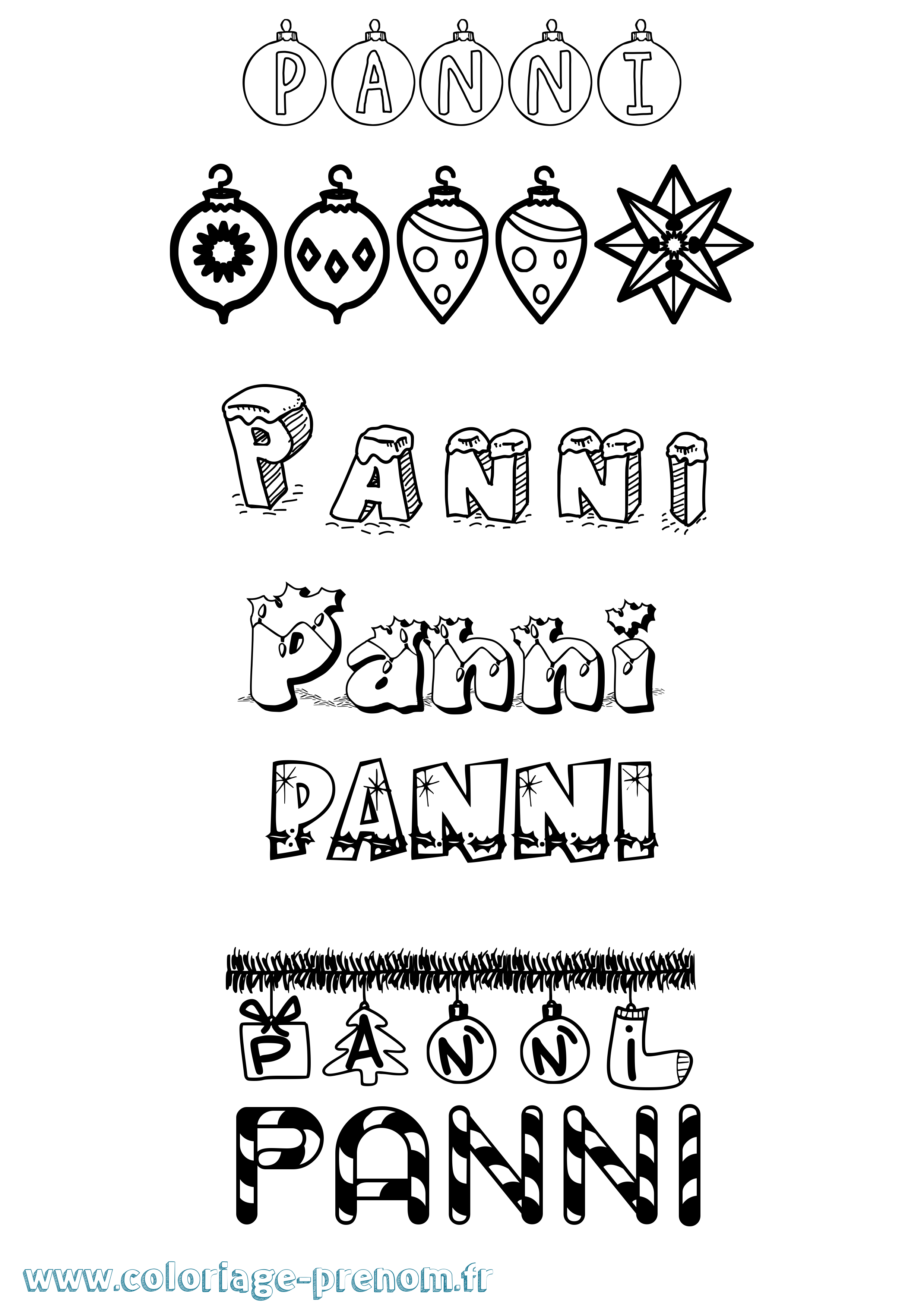 Coloriage Panni Noël Coloriage prénom Panni Noël