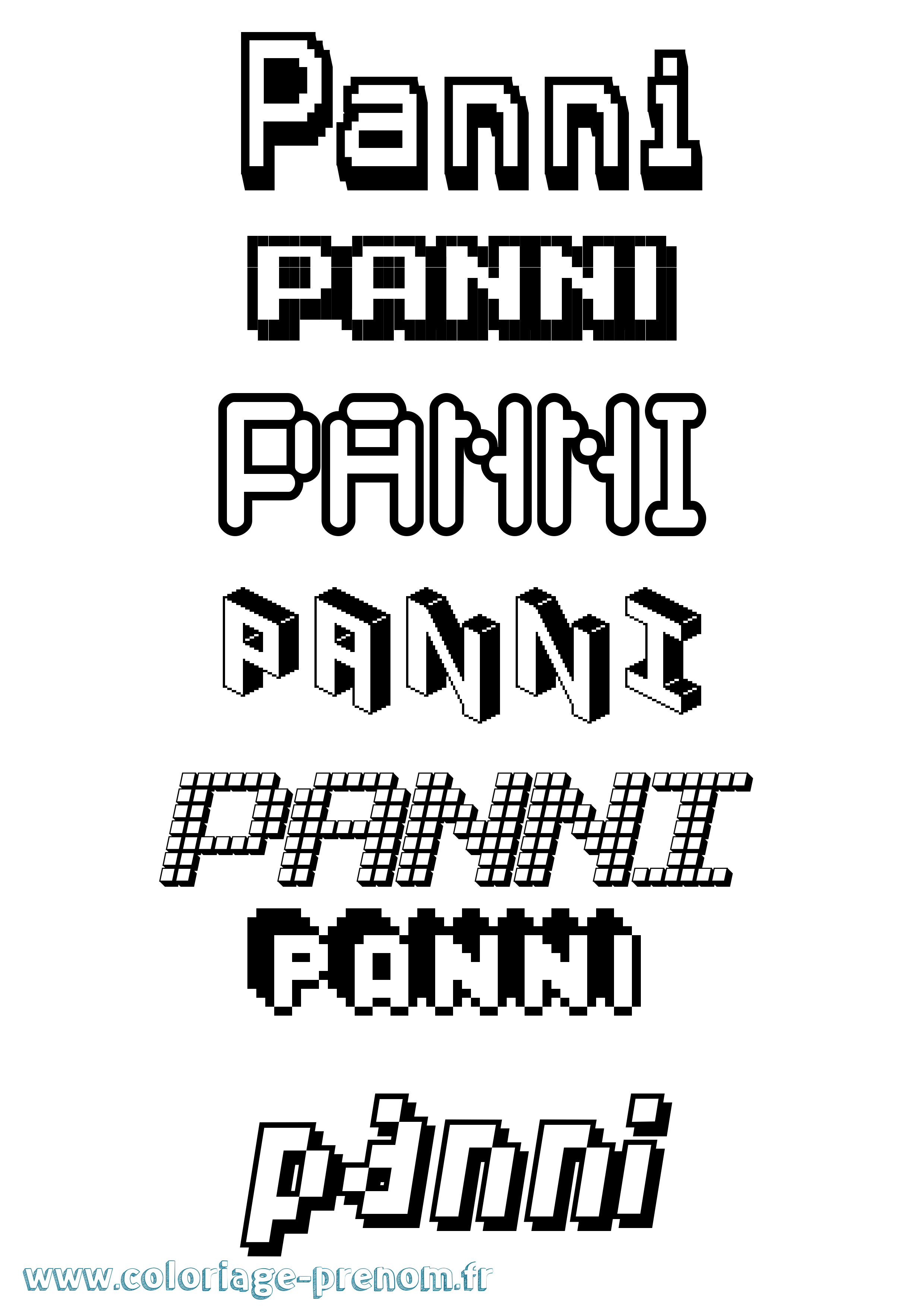 Coloriage Panni Pixel Coloriage prénom Panni Pixel