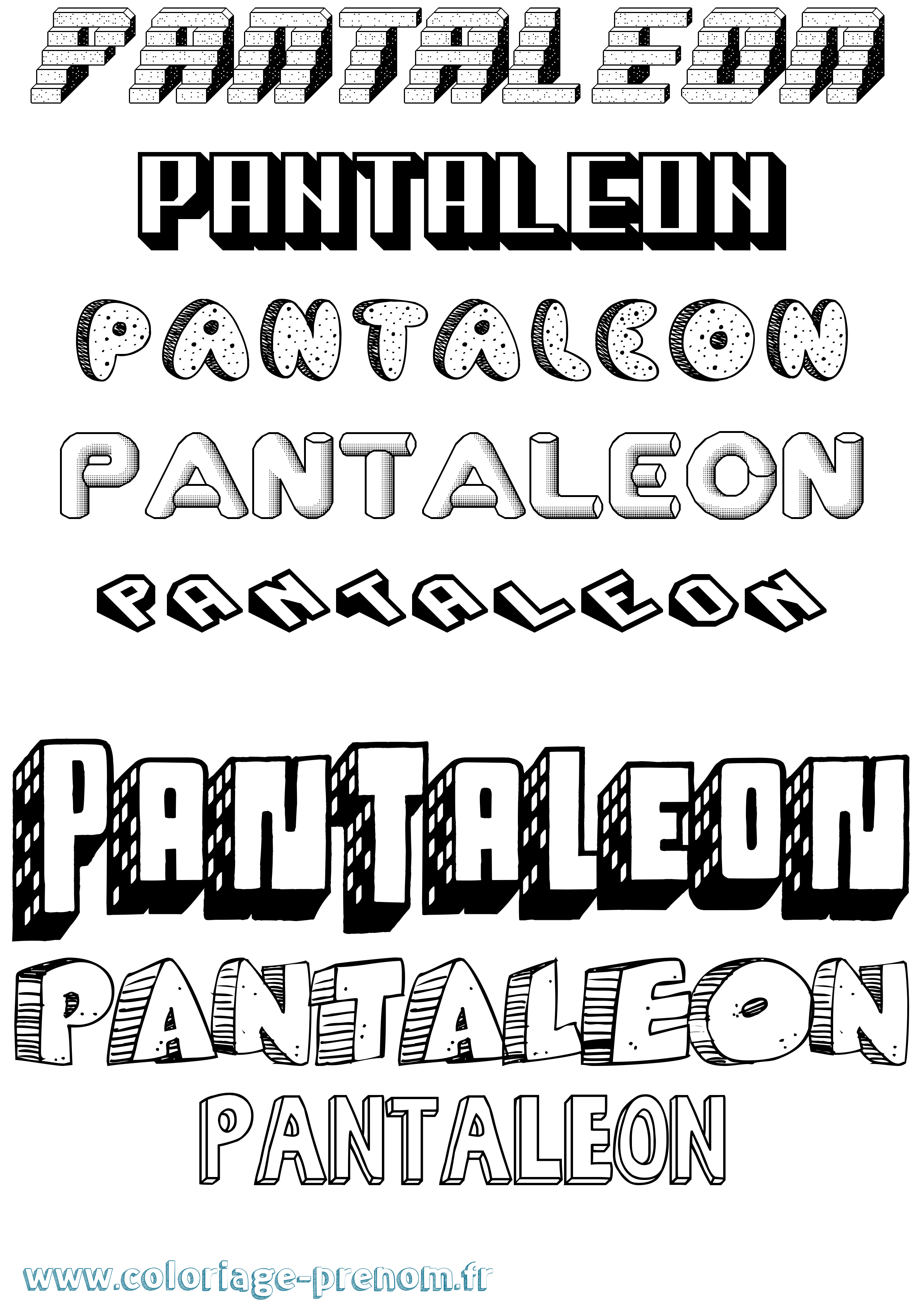 Coloriage Pantaleon Effet 3D Coloriage prénom Pantaleon Effet 3D
