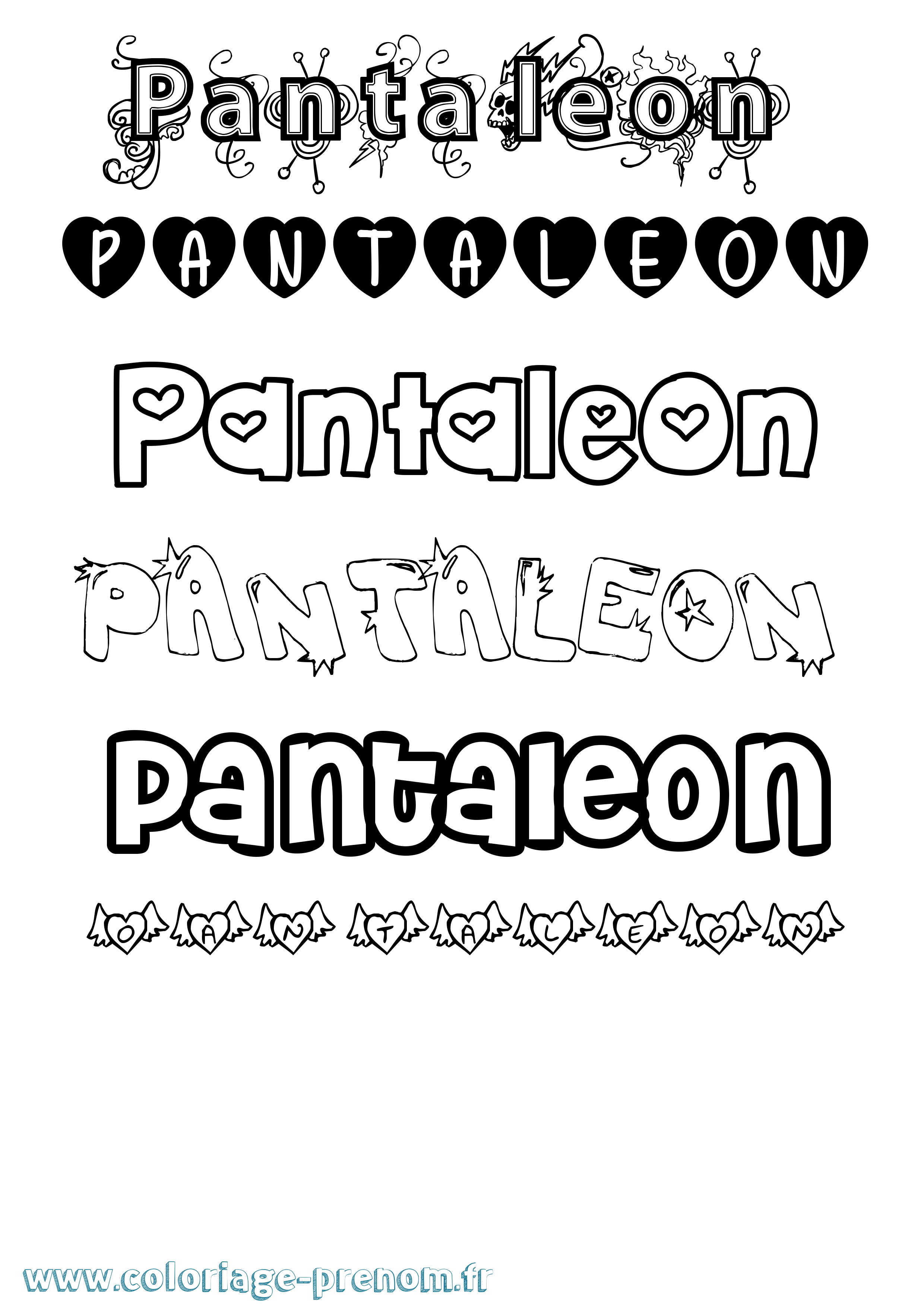 Coloriage Pantaleon Girly Coloriage prénom Pantaleon Girly