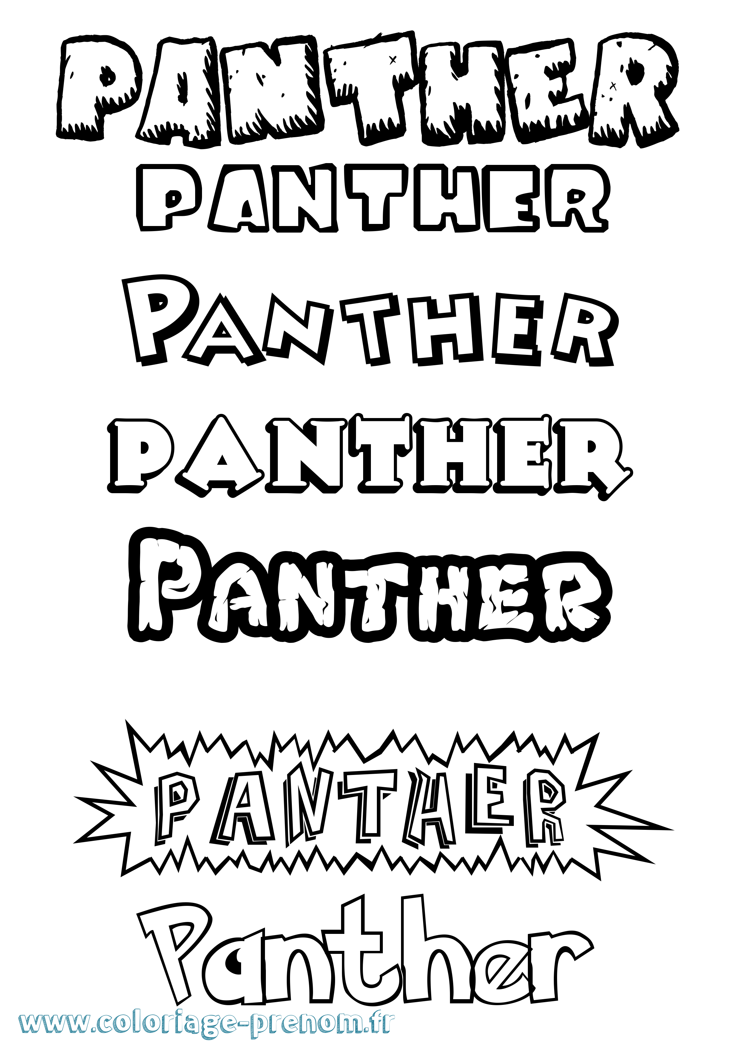 Coloriage Panther Dessin Animé Coloriage prénom Panther Dessin Animé