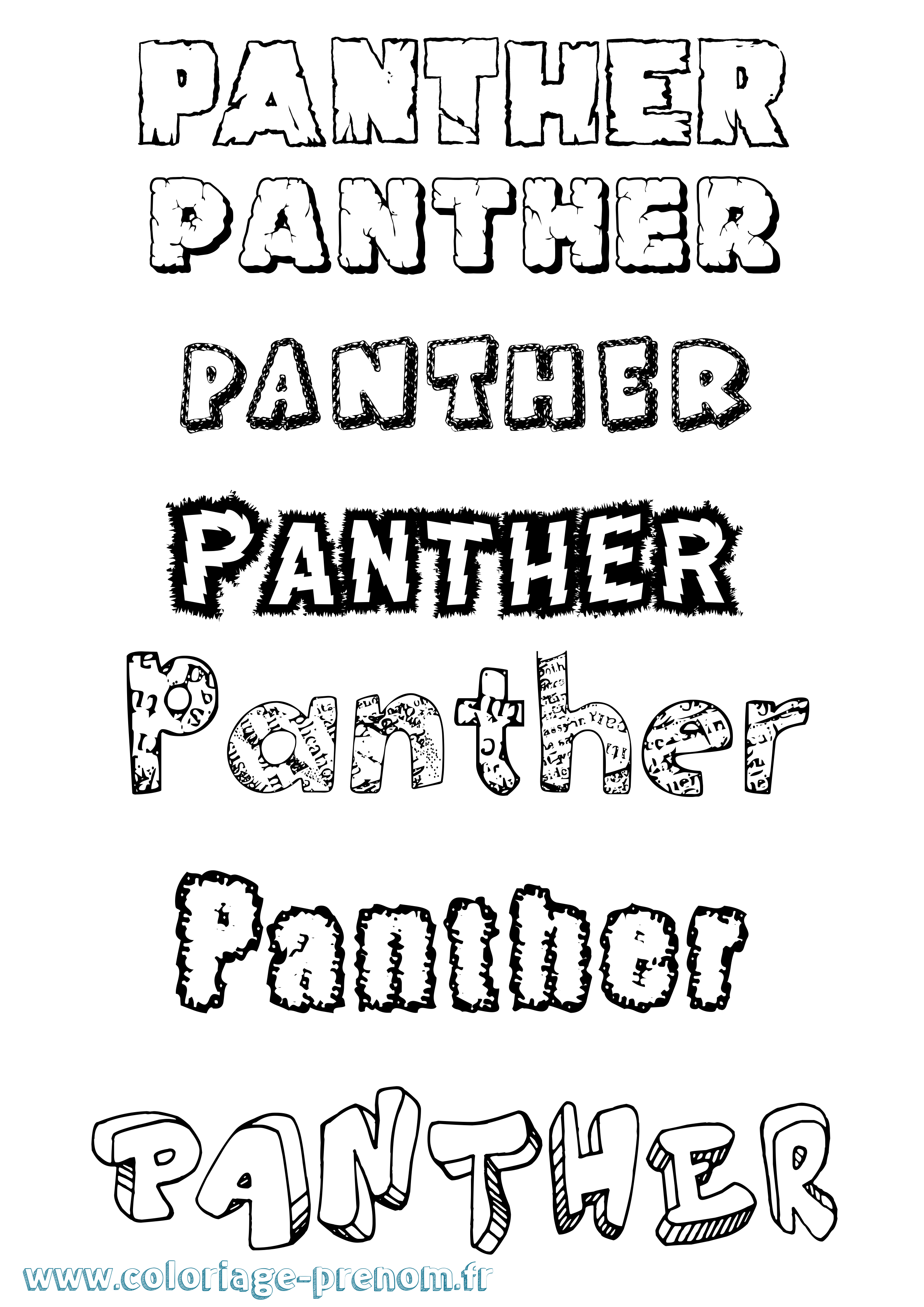 Coloriage Panther Destructuré Coloriage prénom Panther Destructuré