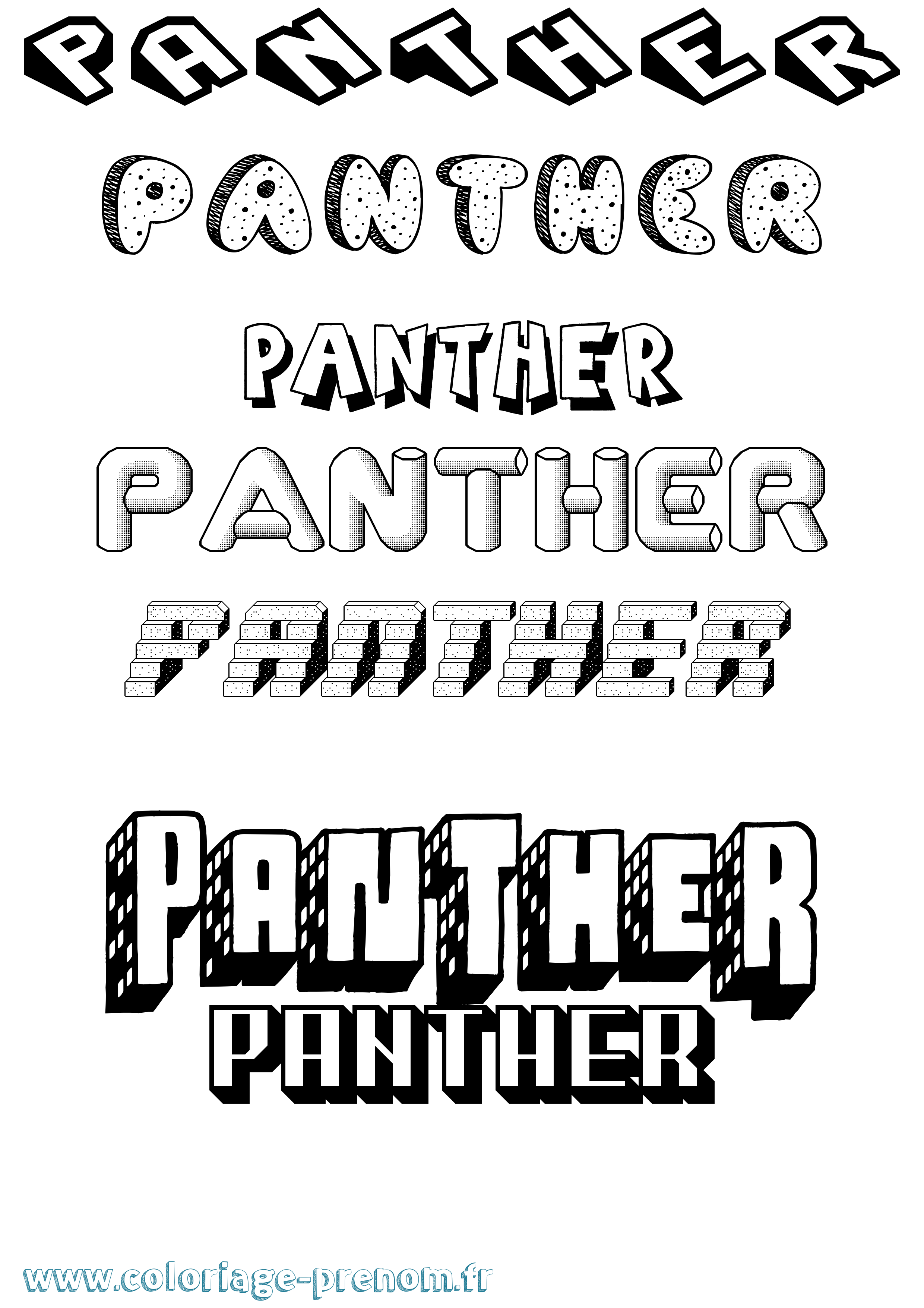 Coloriage Panther Effet 3D Coloriage prénom Panther Effet 3D