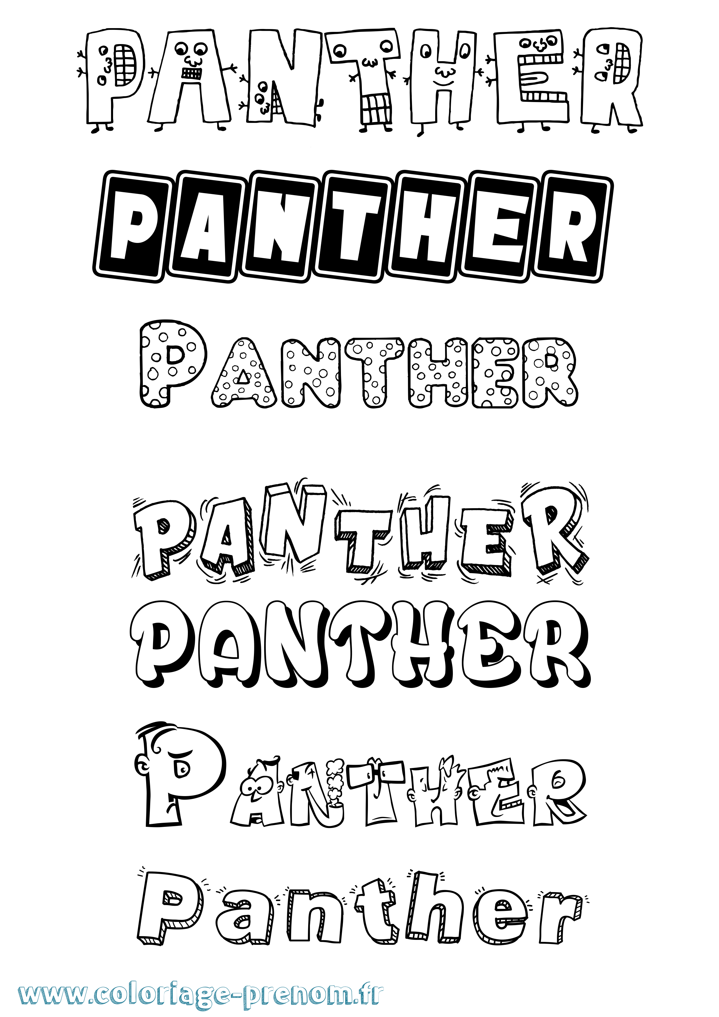 Coloriage Panther Fun Coloriage prénom Panther Fun