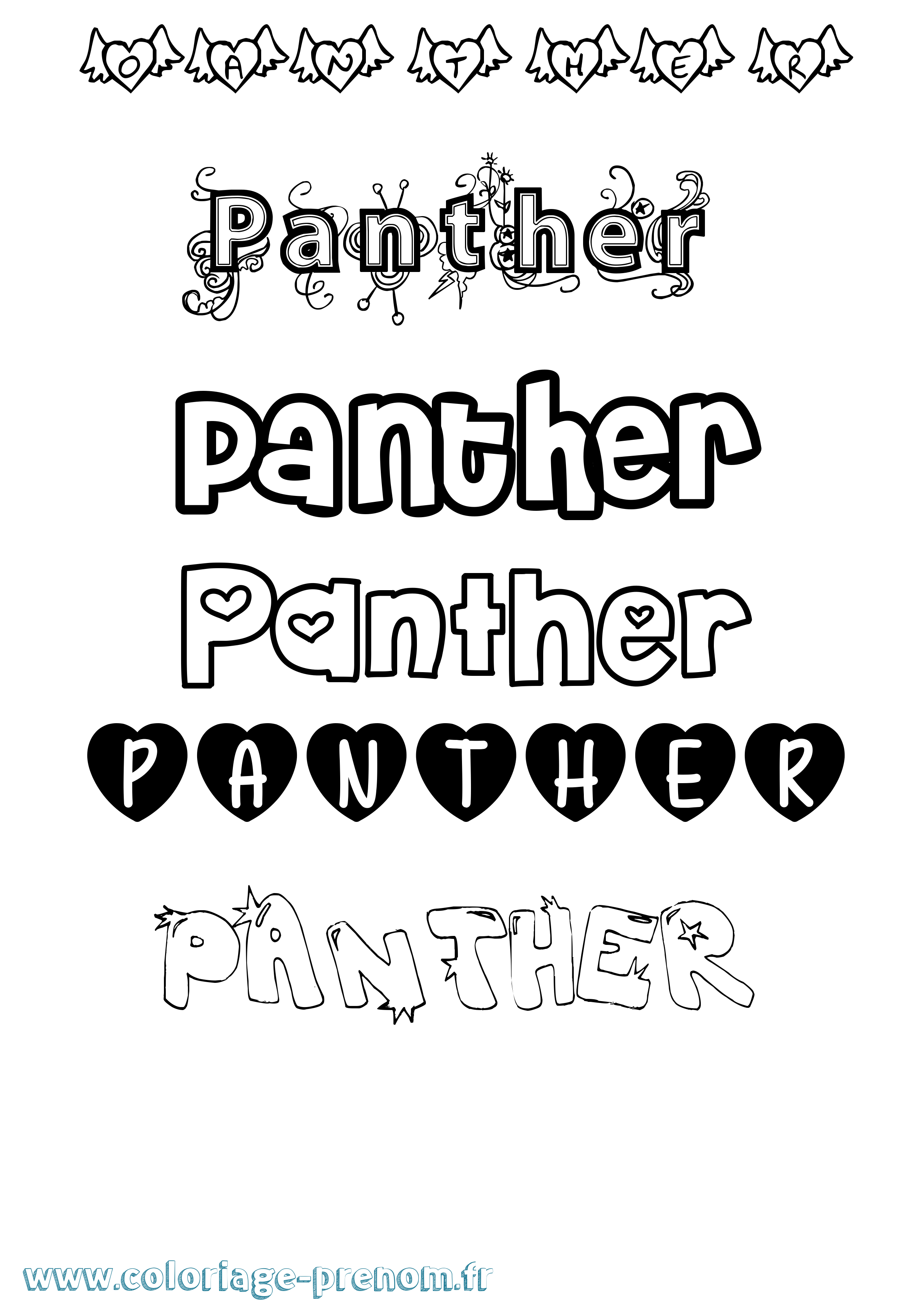 Coloriage Panther Girly Coloriage prénom Panther Girly