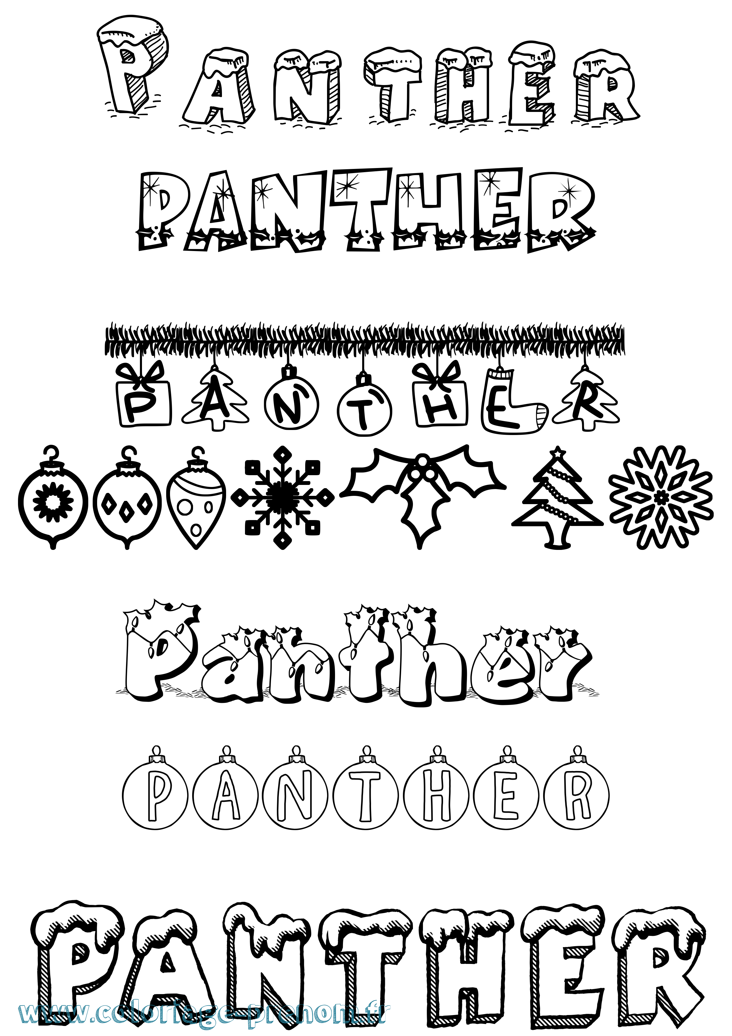 Coloriage Panther Noël Coloriage prénom Panther Noël