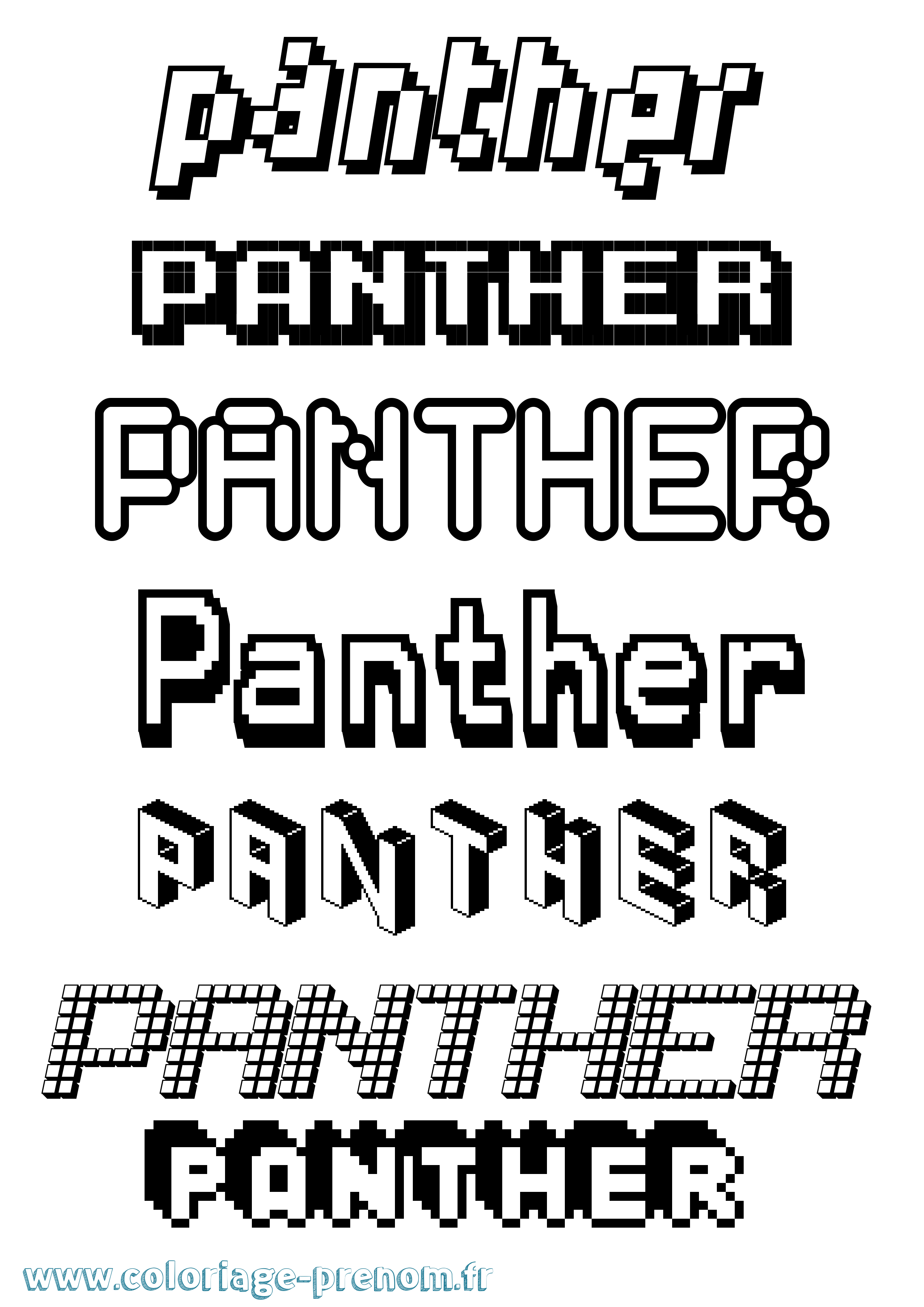 Coloriage Panther Pixel Coloriage prénom Panther Pixel