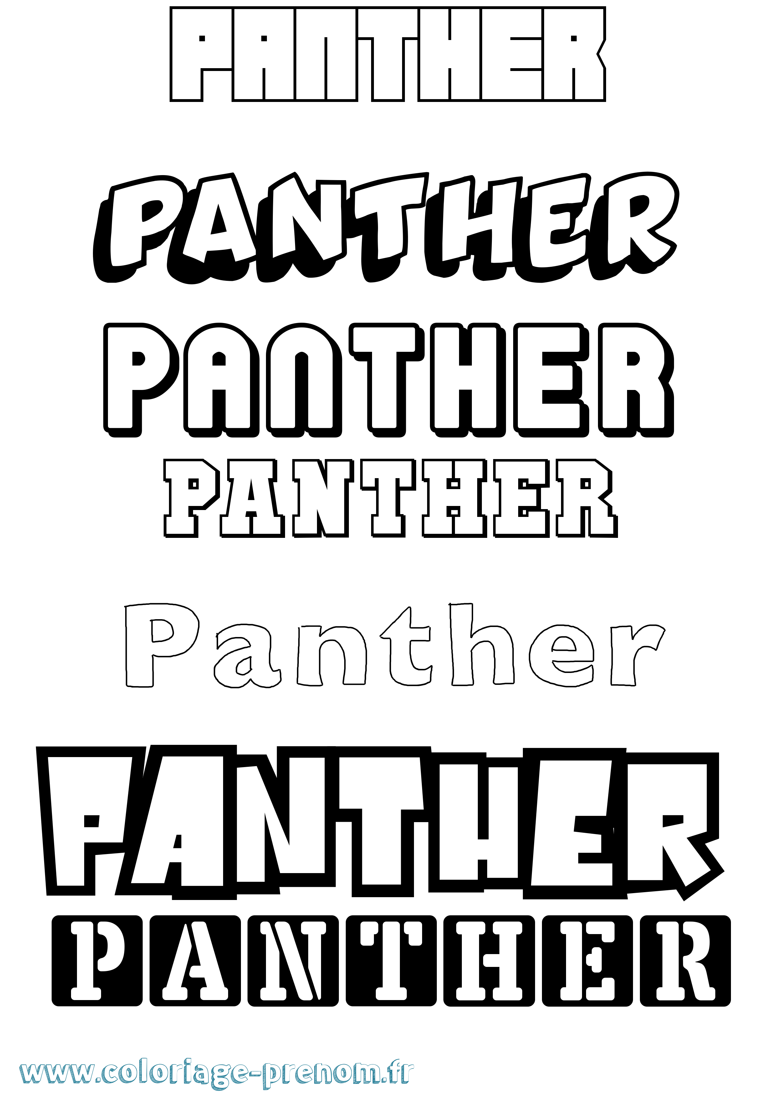 Coloriage Panther Simple Coloriage prénom Panther Simple