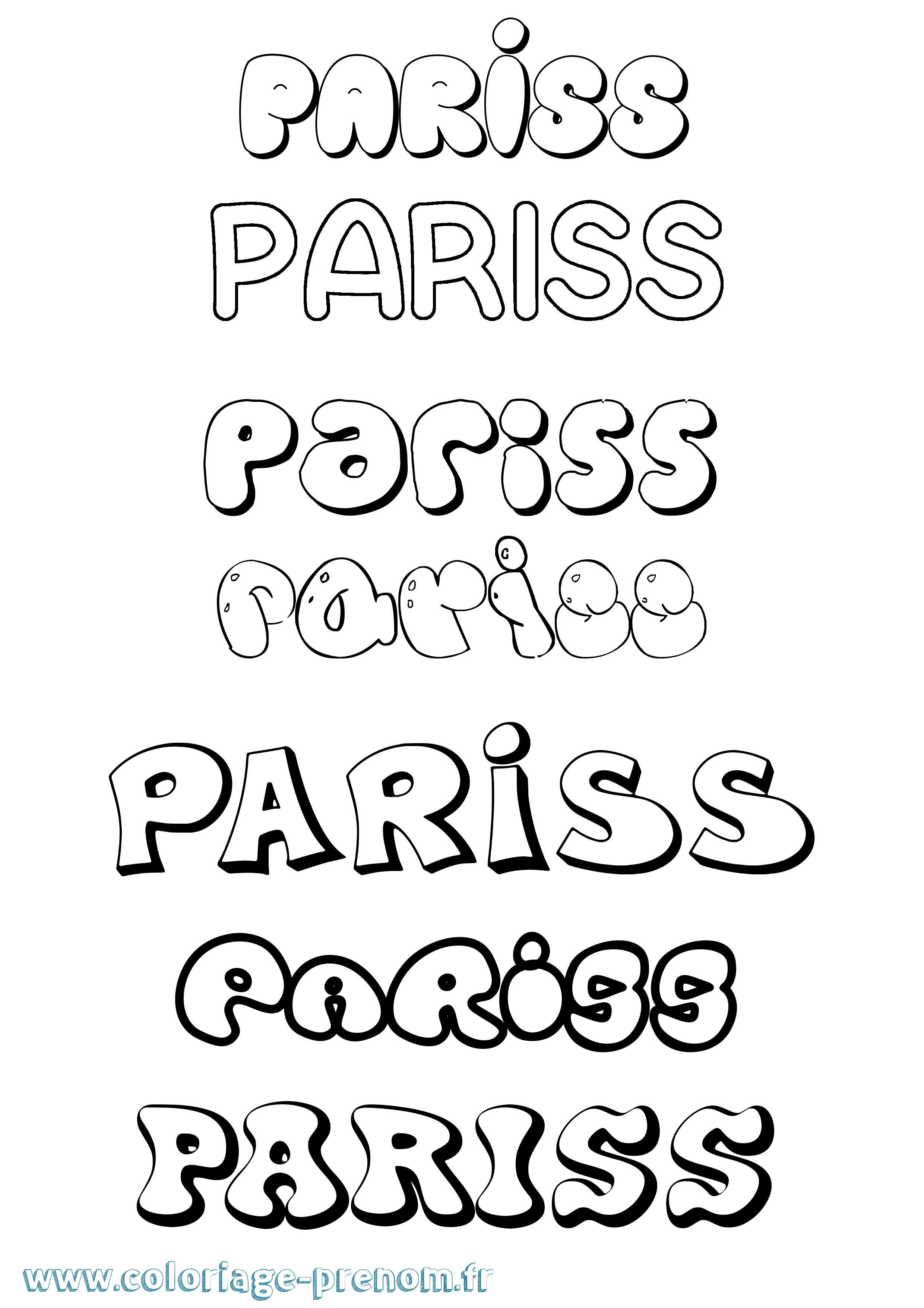 Coloriage Pariss Bubble Coloriage prénom Pariss Bubble