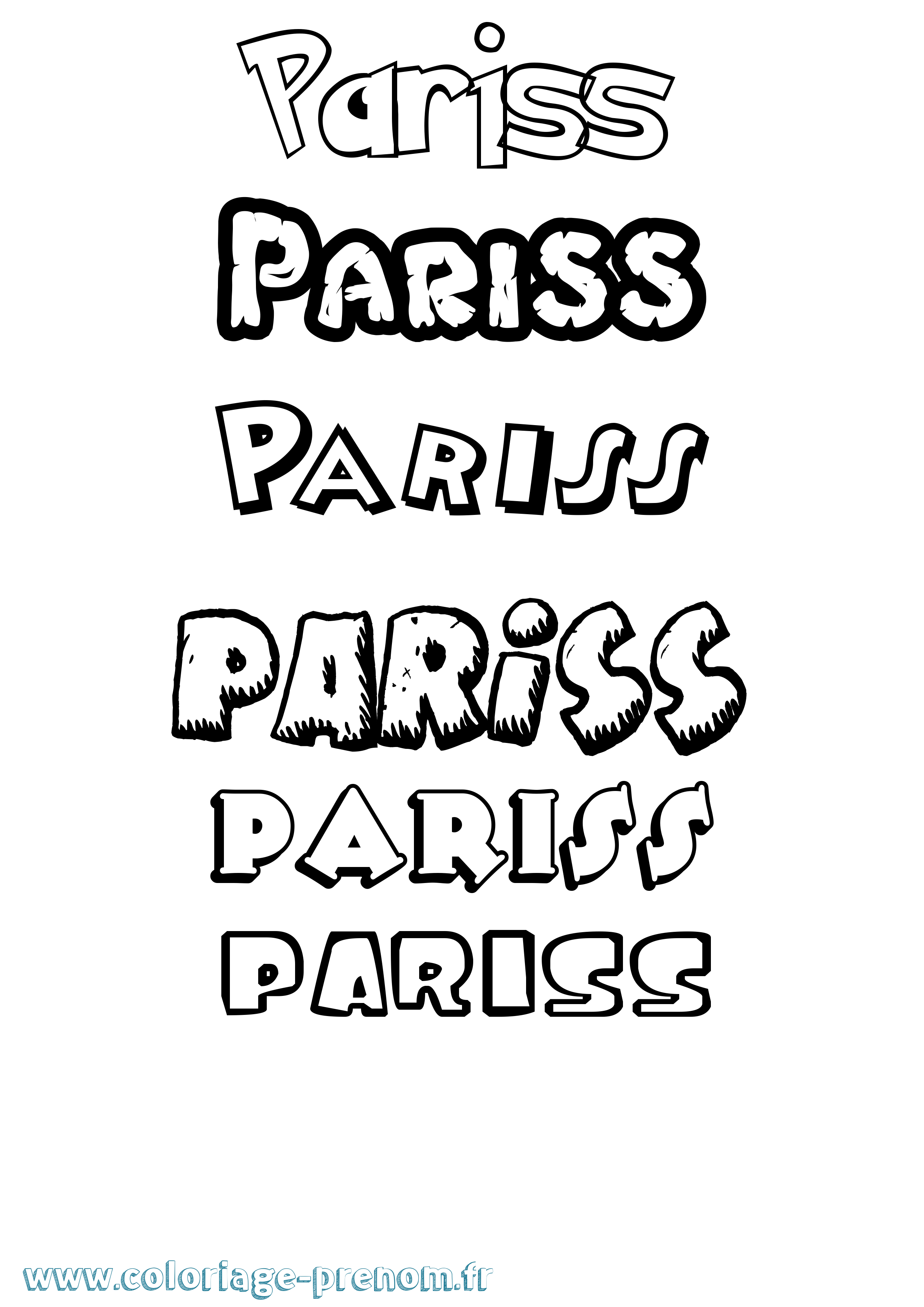 Coloriage Pariss Dessin Animé Coloriage prénom Pariss Dessin Animé