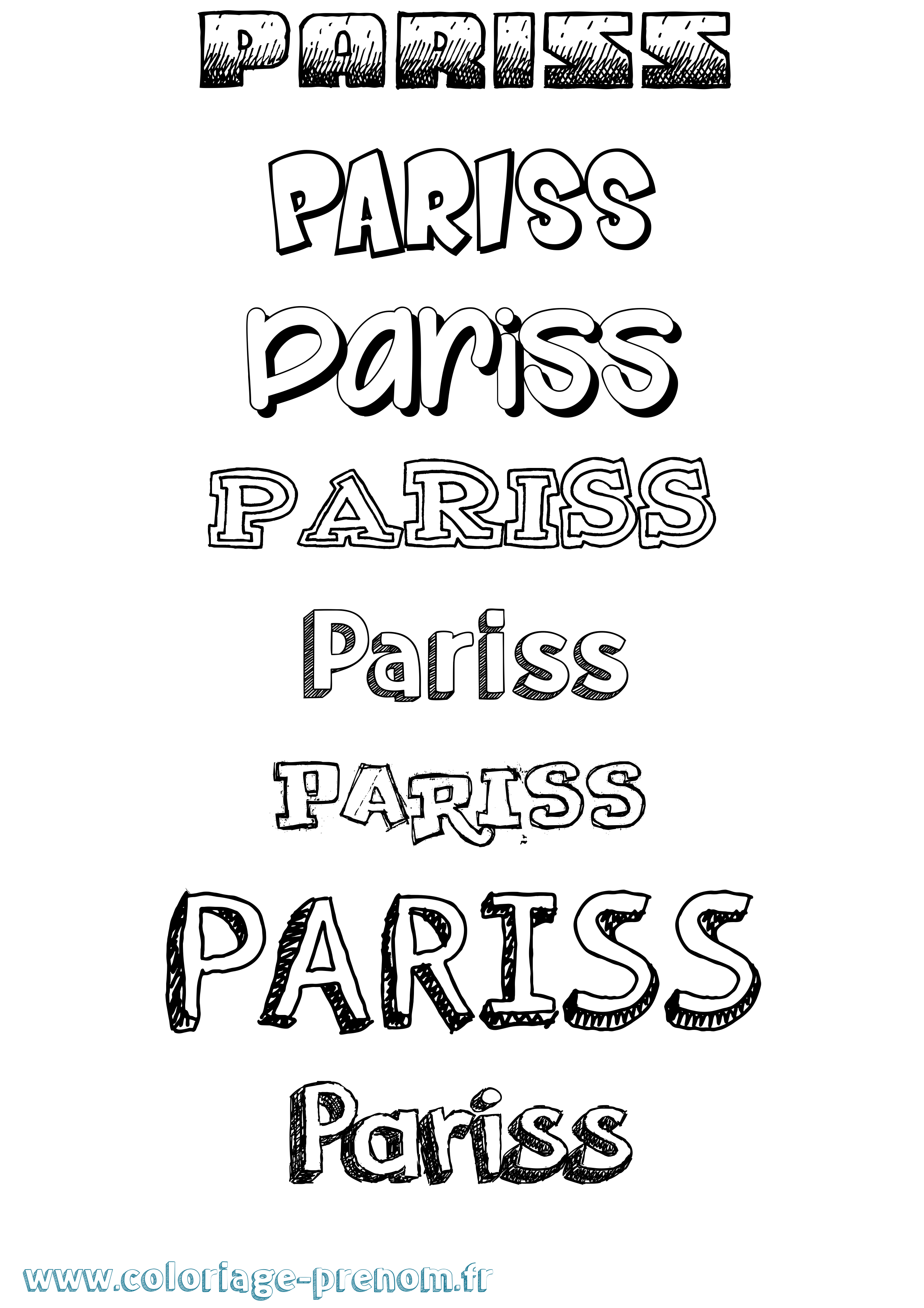 Coloriage Pariss Dessiné Coloriage prénom Pariss Dessiné