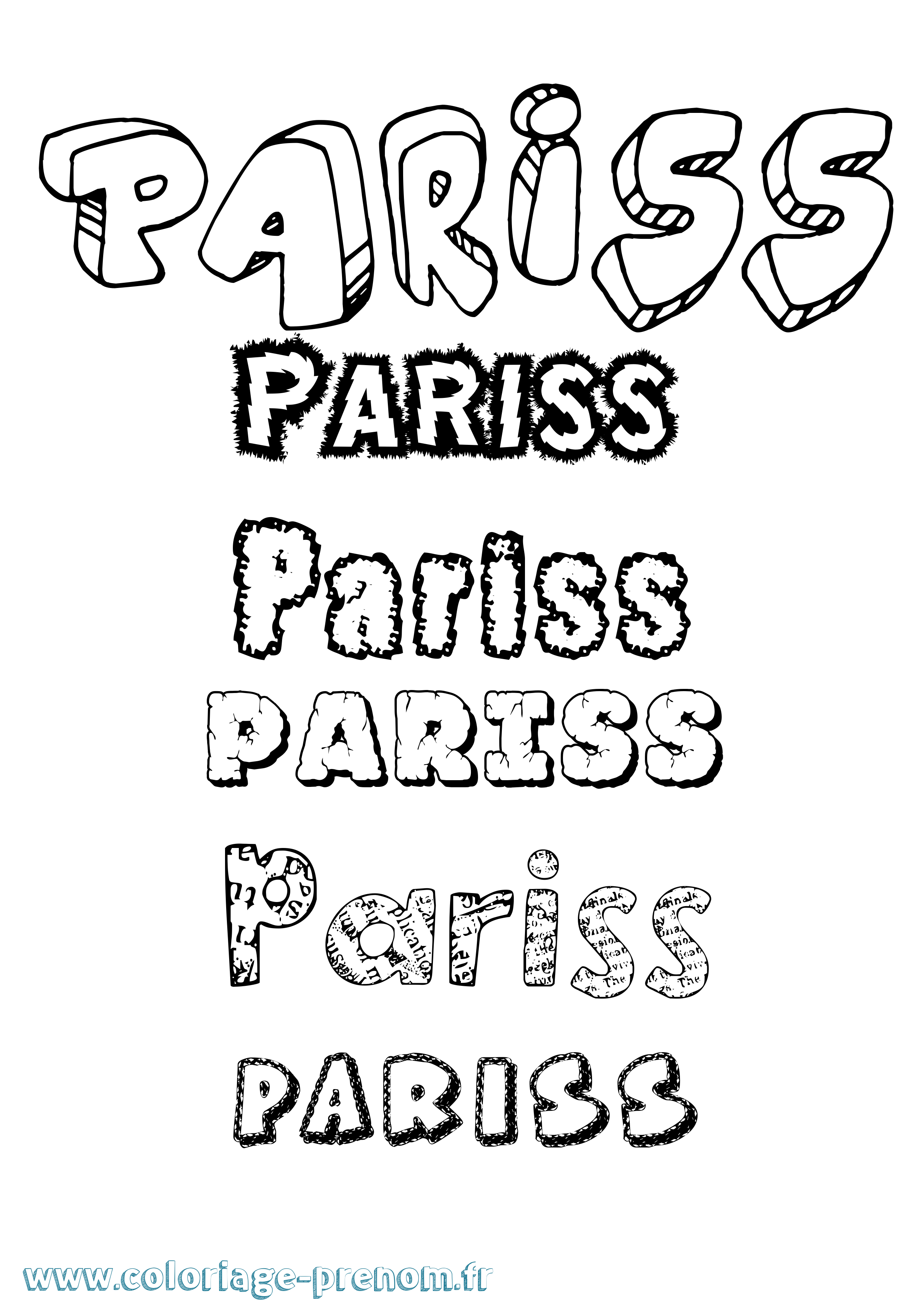 Coloriage Pariss Destructuré Coloriage prénom Pariss Destructuré