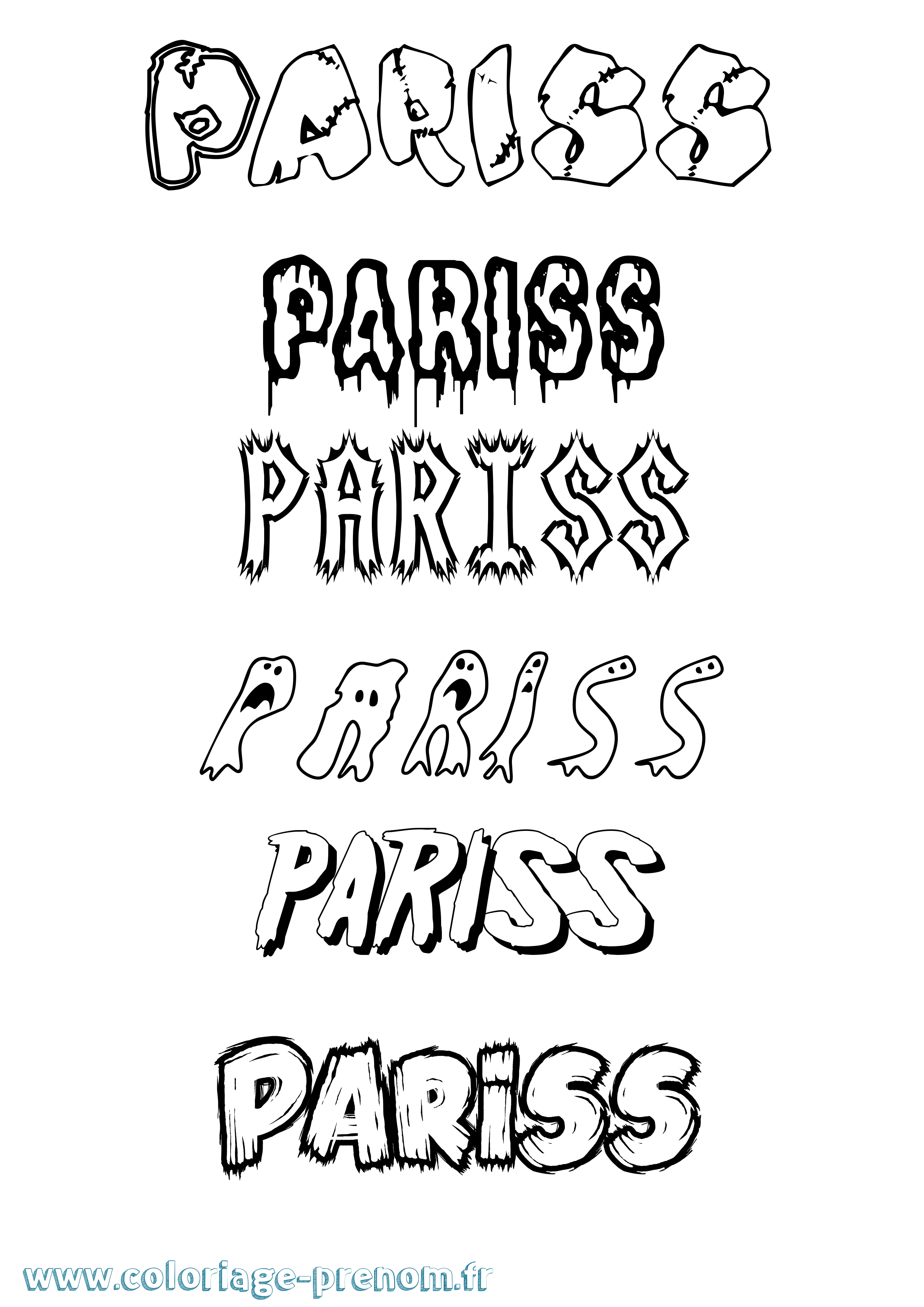 Coloriage Pariss Frisson Coloriage prénom Pariss Frisson