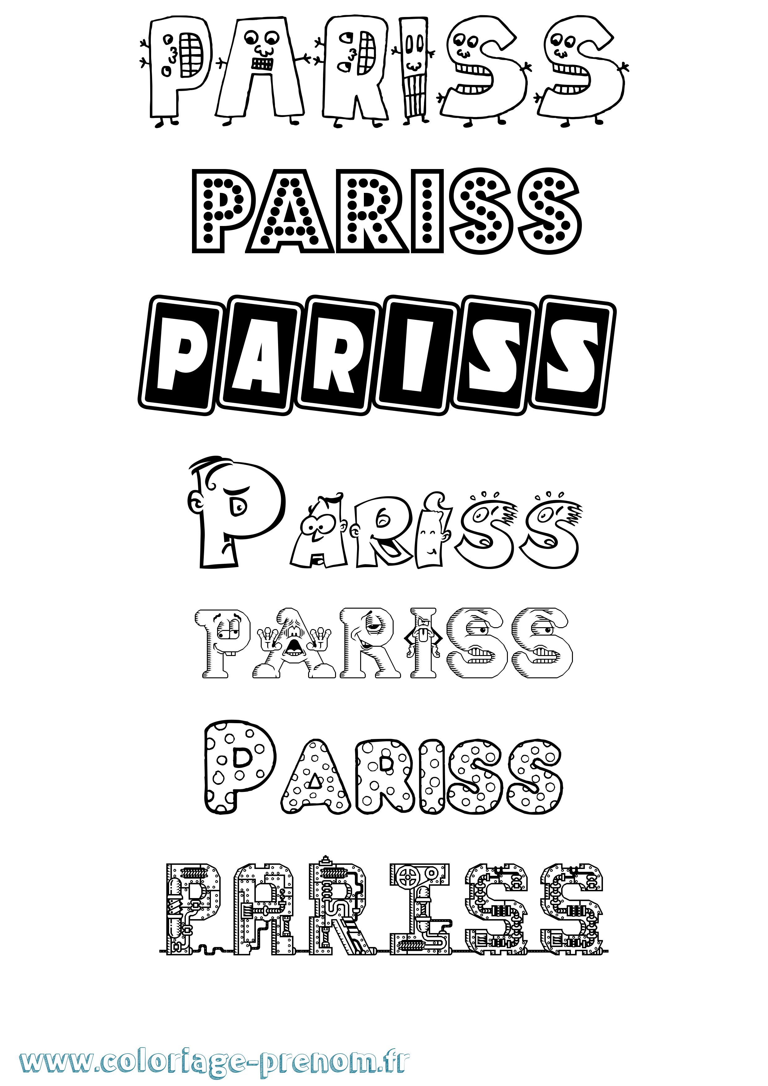 Coloriage Pariss Fun Coloriage prénom Pariss Fun