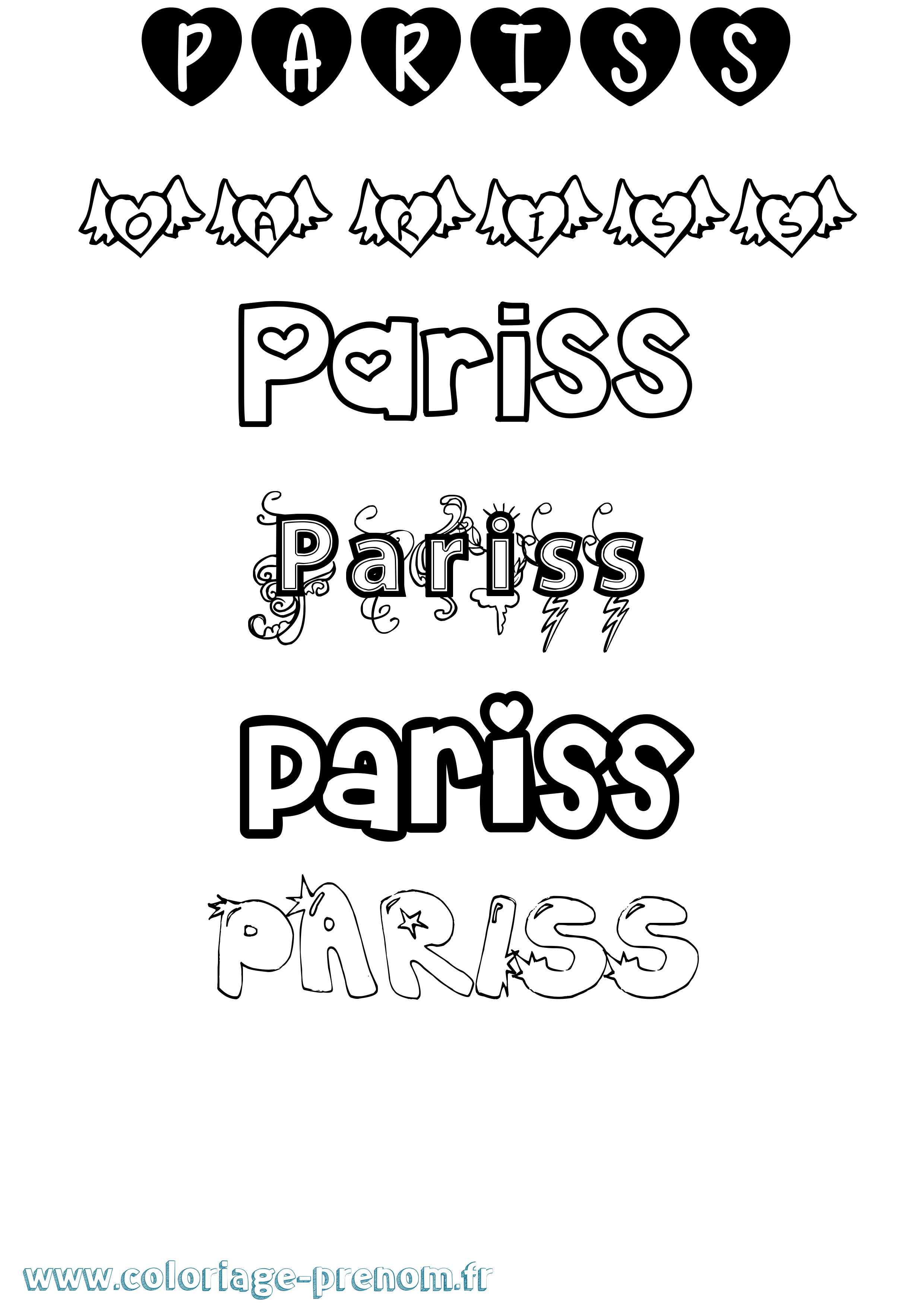 Coloriage Pariss Girly Coloriage prénom Pariss Girly