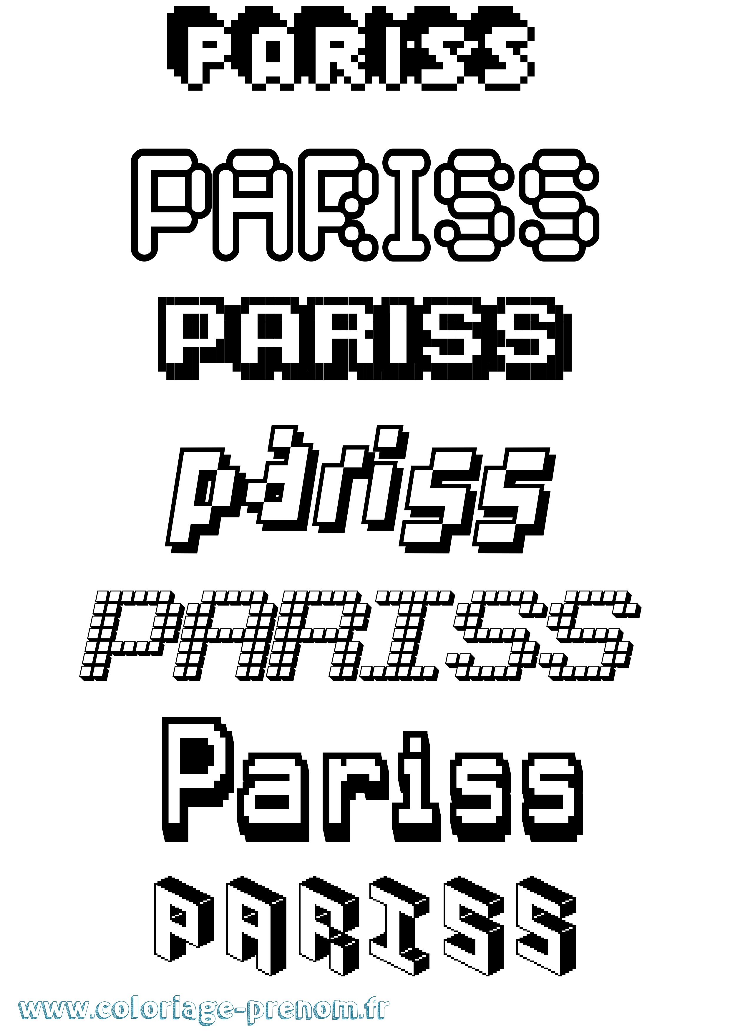 Coloriage Pariss Pixel Coloriage prénom Pariss Pixel