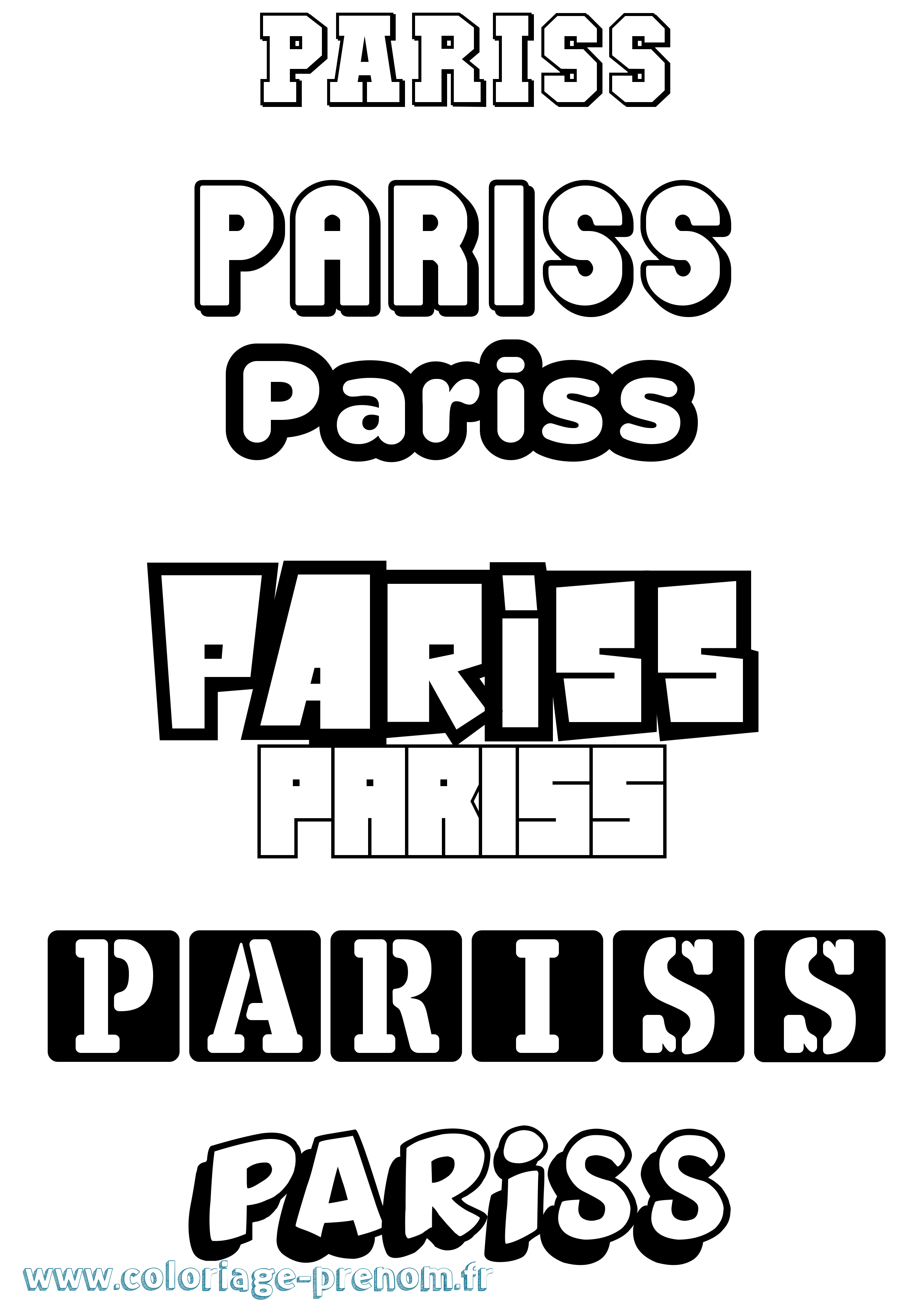 Coloriage Pariss Simple Coloriage prénom Pariss Simple