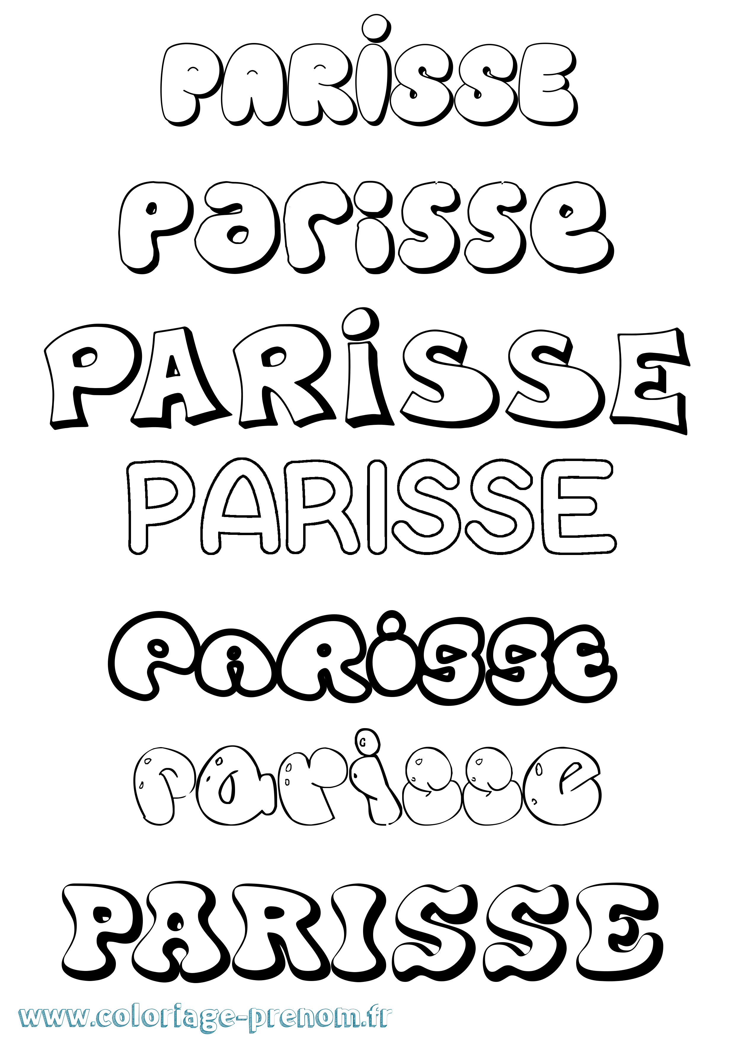 Coloriage Parisse Bubble Coloriage prénom Parisse Bubble