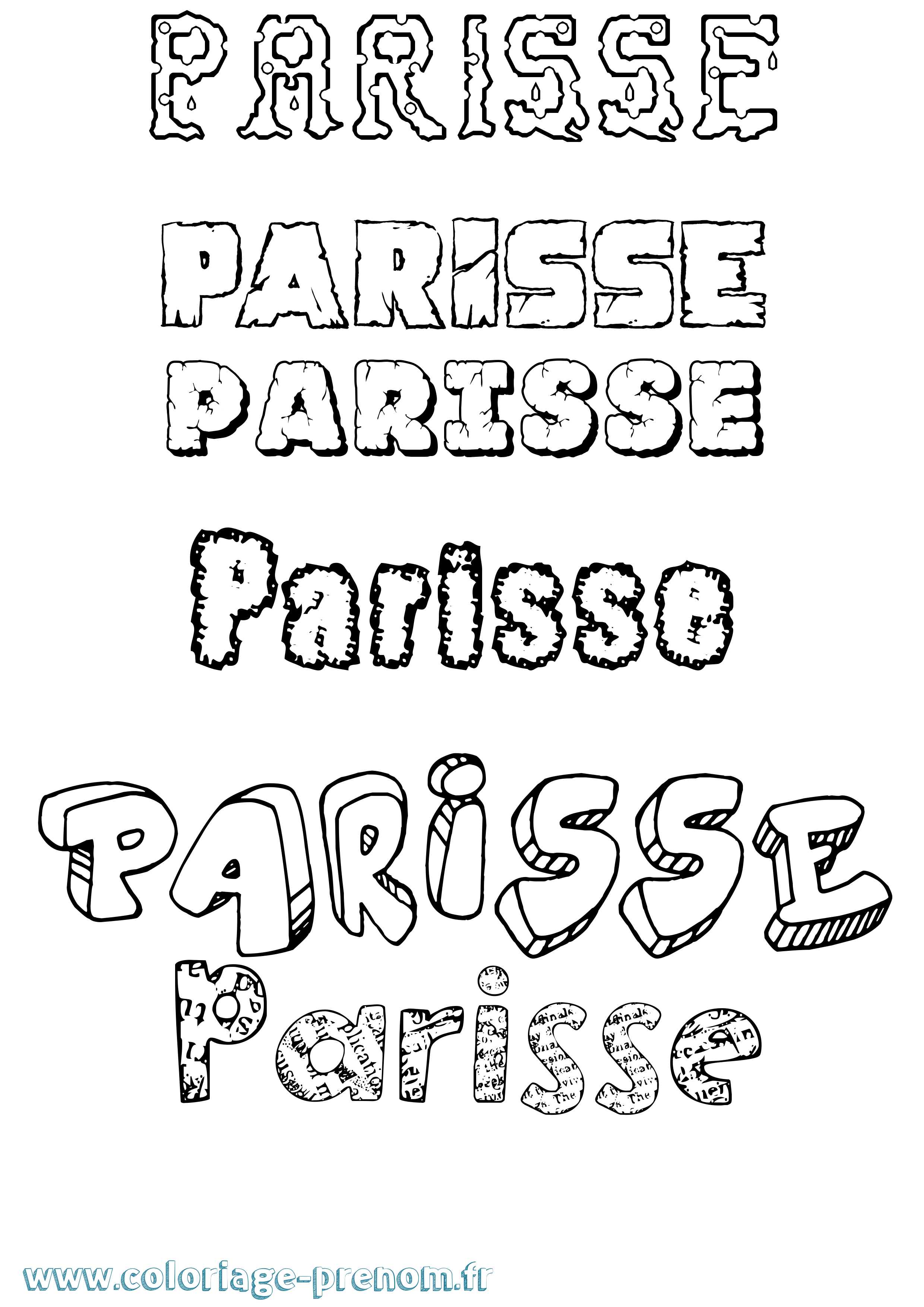 Coloriage Parisse Destructuré Coloriage prénom Parisse Destructuré