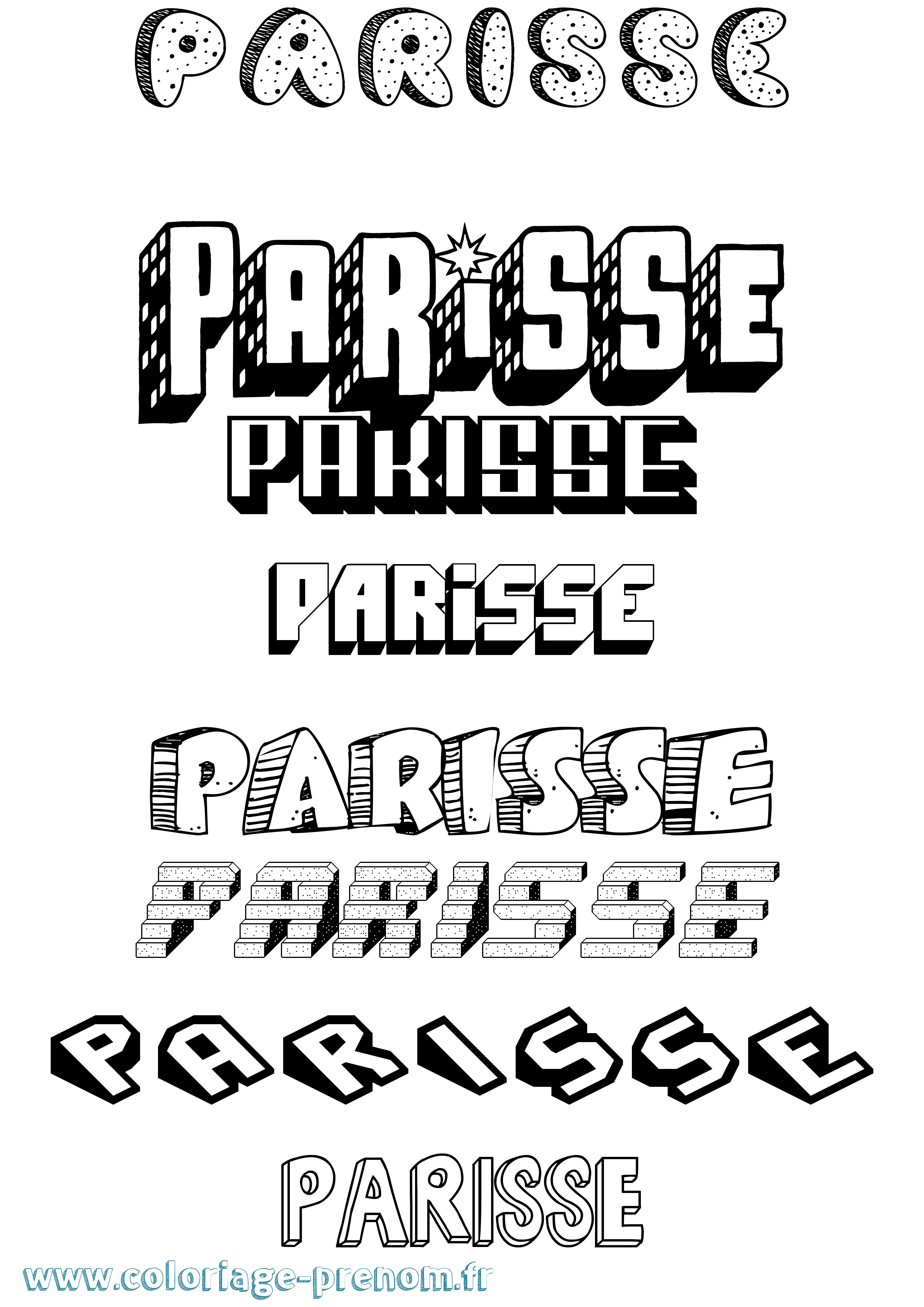 Coloriage Parisse Effet 3D Coloriage prénom Parisse Effet 3D